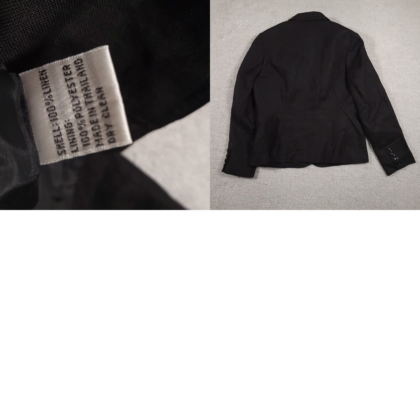Talbots VINTAGE Talbots Blazer Womens 8 Black Linen Petite Button Front Career Jacket Pockets Size M / US 6-8 / IT 42-44 - 9 Thumbnail