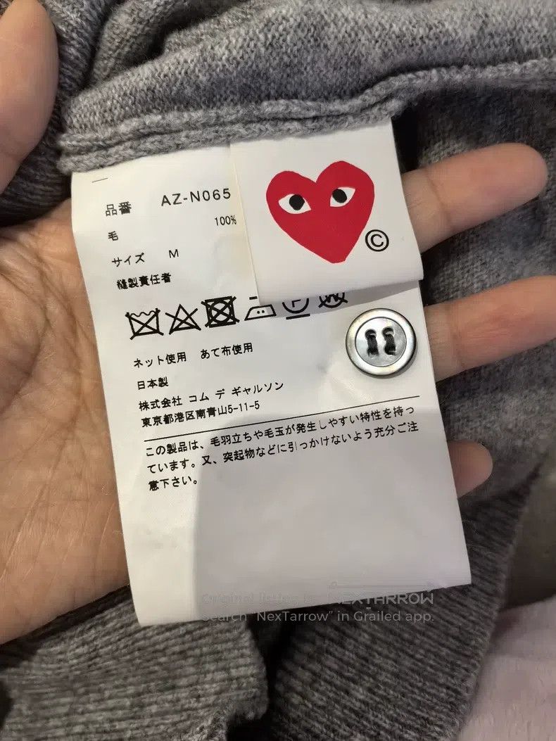 Comme des Garcons Comme des Garcons Light Gray White Heart Wool Cardigan, Si Size M / US 6-8 / IT 42-44 - 5 Thumbnail