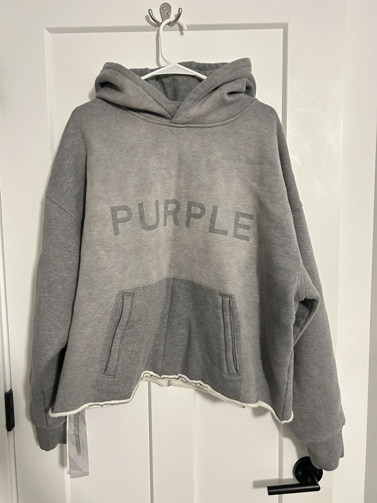 Purple Brand NWT large Cropped Grey purple brand hoodie Size US L / EU 52-54 / 3 - 1 Thumbnail