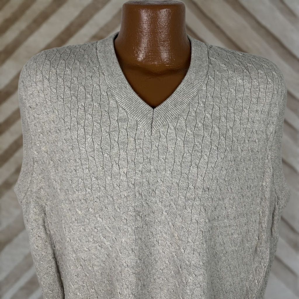 Vintage VINTAGE Grand Slam Sweater Vest Mens XL Beige Cable Knit Cotton Golf Grandpa Dad 90s Size US XL / EU 56 / 4 - 1 Thumbnail