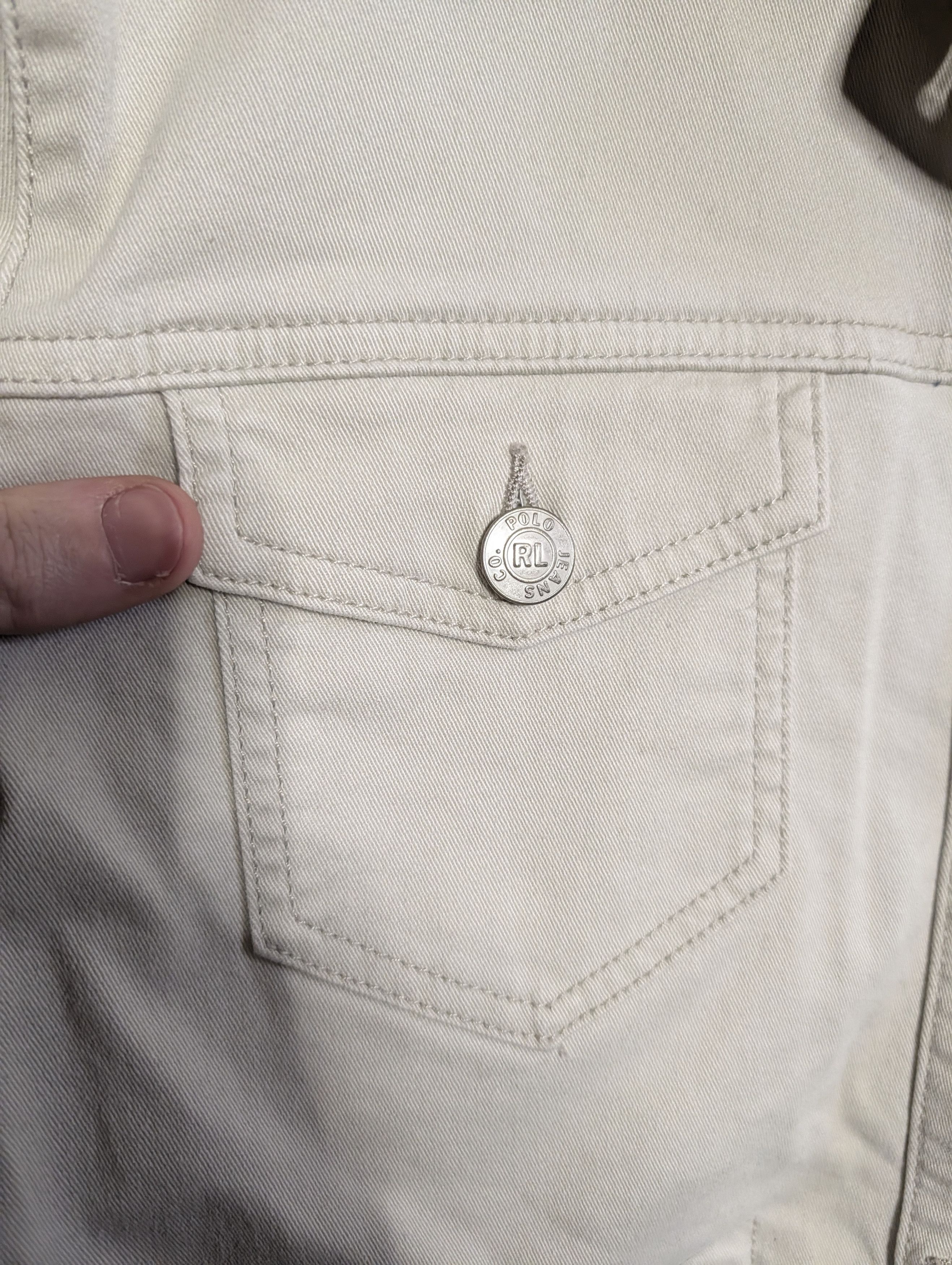 Polo Ralph Lauren Ivory white denim jean trucker jacket RL flag tag L Size L / US 10 / IT 46 - 5 Thumbnail