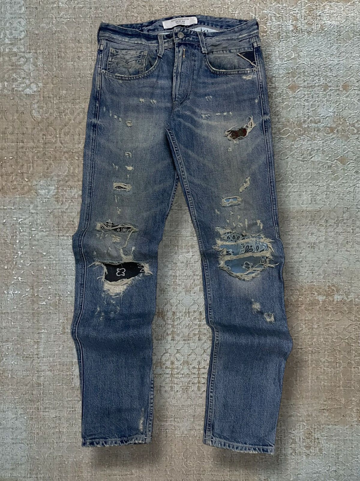 Japanese Brand Vintage Designer Replay Mestro Distressed Bandana Denim Size US 30 / EU 46 - 1 Thumbnail