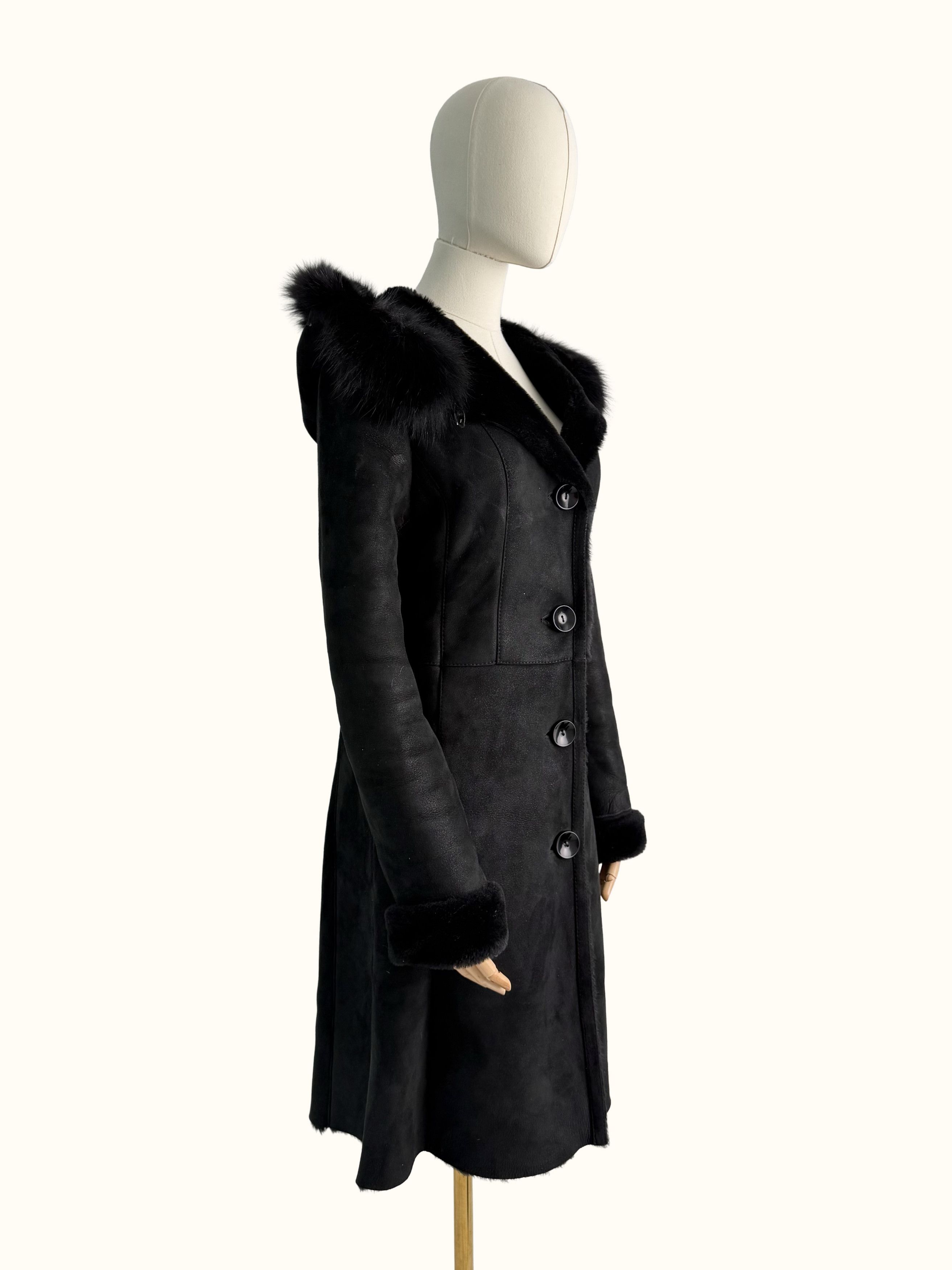 Vintage Vintage Real Sheepskin Coat Hooded Shearling Leather Coat B4 Size S / US 4 / IT 40 - 3 Thumbnail
