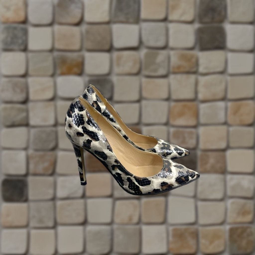 Diane von Furstenberg Diane Von Furstenberg Heels Womens Size 7 B Pumps Gray Brown Snakeskin Stiletto Pumps Shoe Size US 7 / IT 37 - 1 Thumbnail