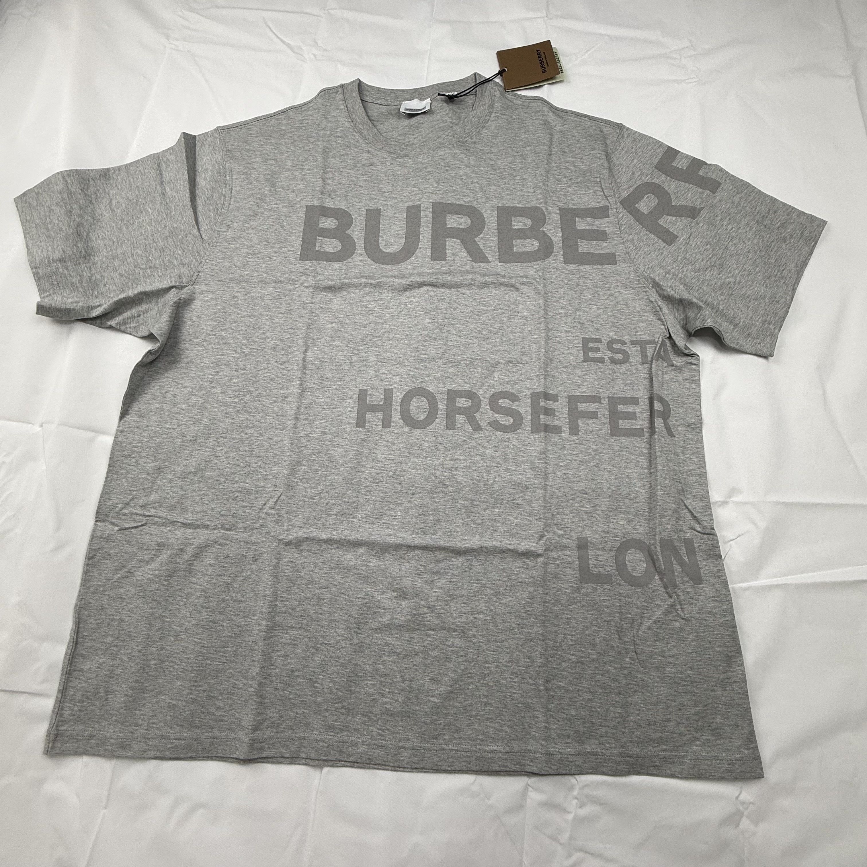 Burberry Mens Horseferry Print Grey Cotton Oversized T