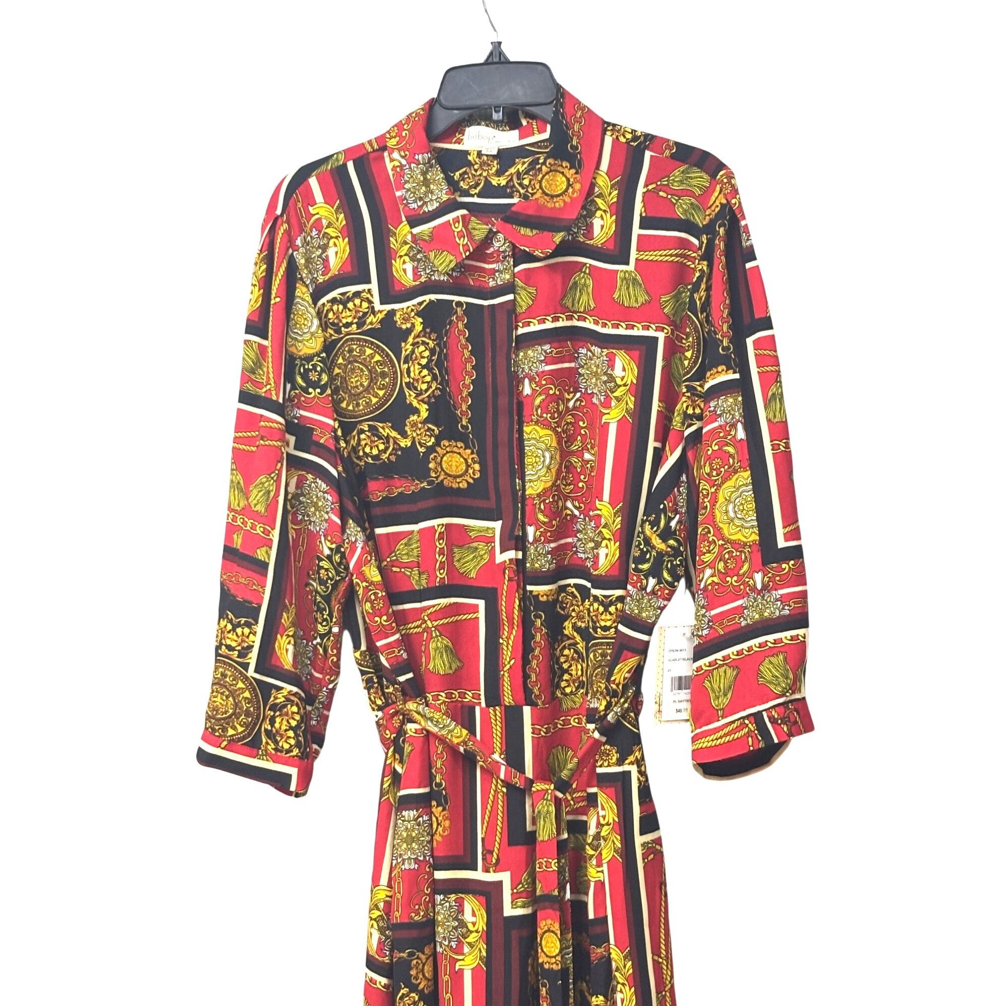 Other BeBop Trendy Plus Size Chain-Print Shirtdress, Scarlet/Blac Size ONE SIZE - 12 Thumbnail