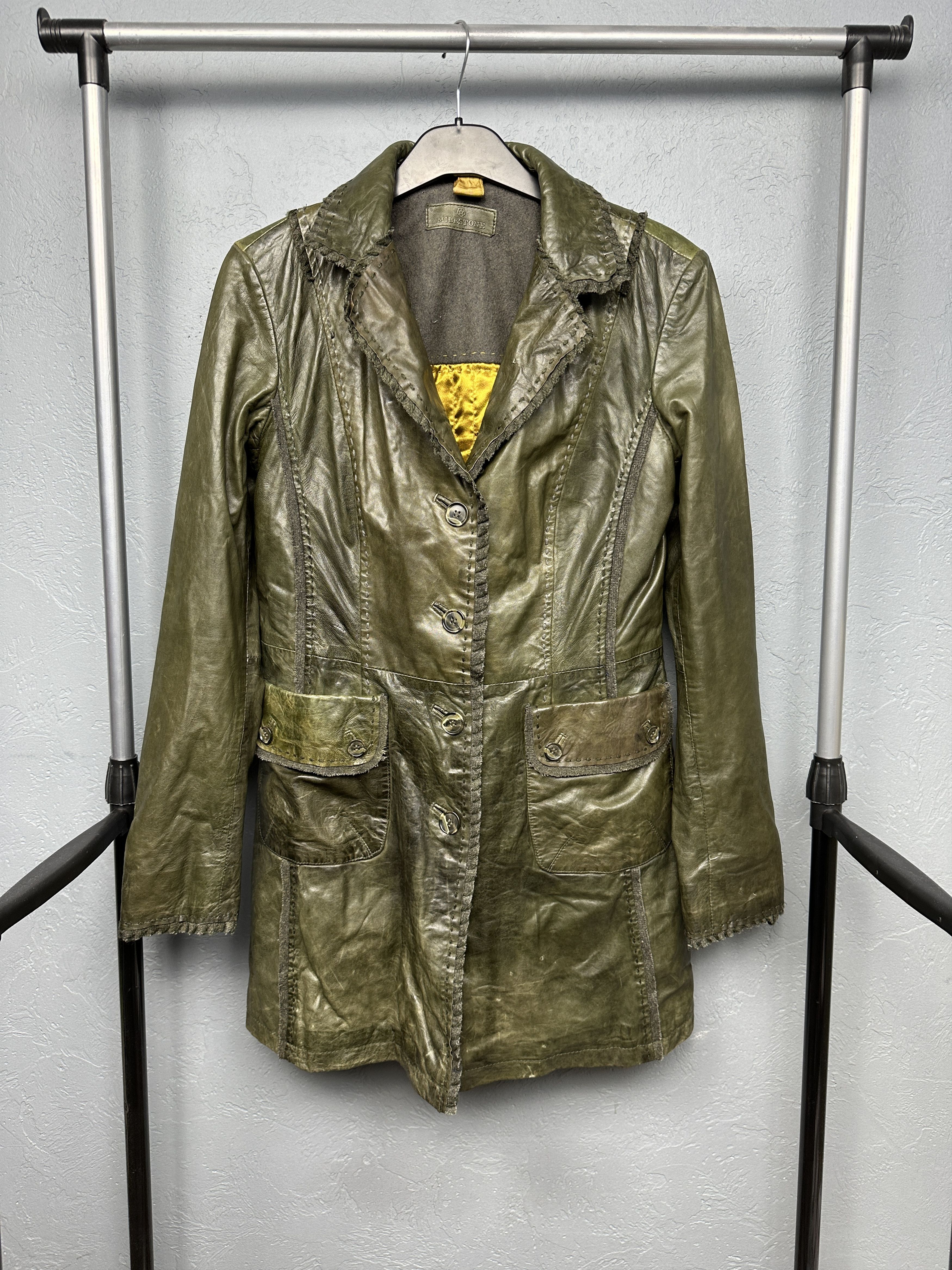 Milestone Milestone Womens Leather Long Jacket Size L / US 10 / IT 46 - 1 Thumbnail