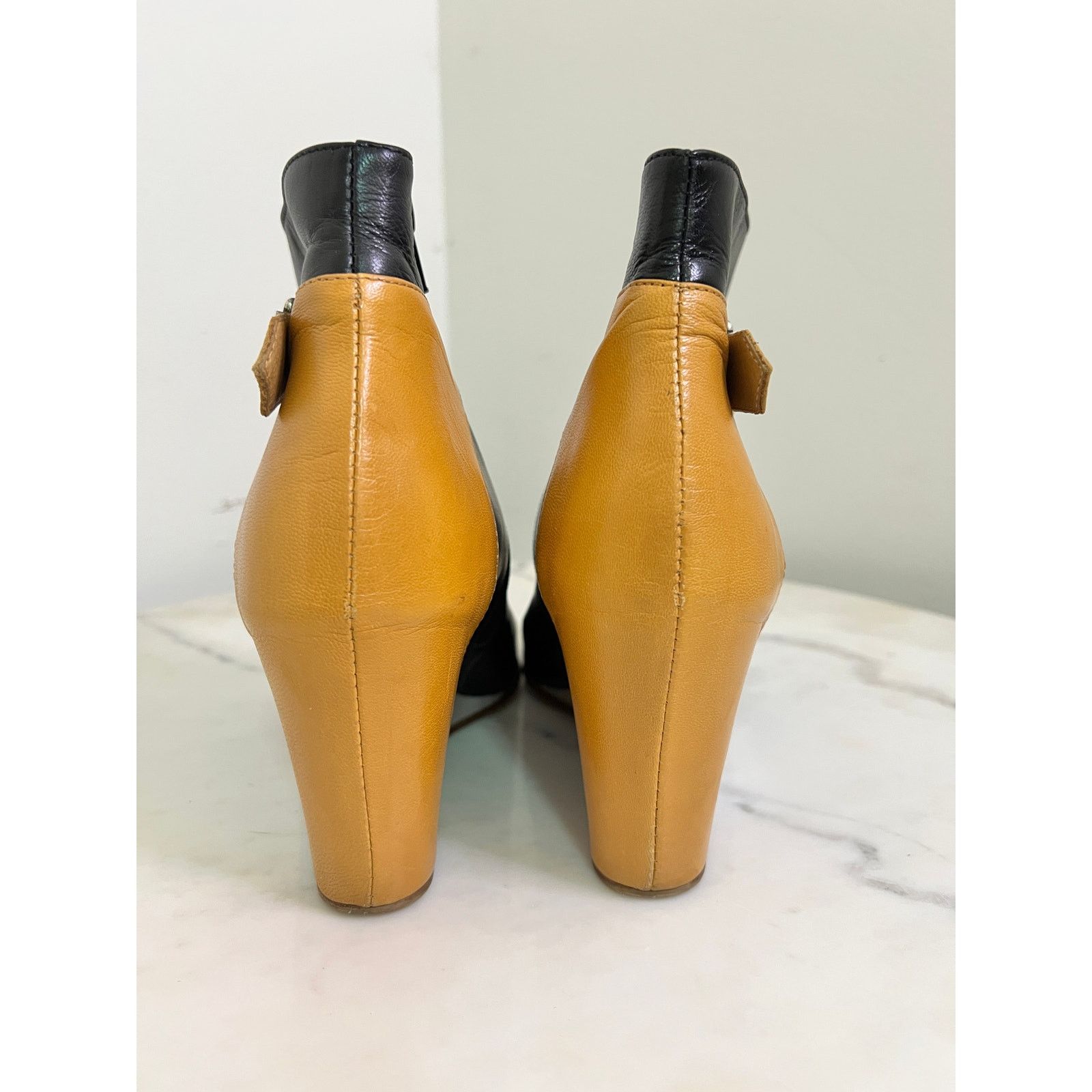 Maison Margiela SUPERCOOL MM6 MAISON MARGIELA BLK/TAN/GREY WEDGE BOOTS 37.5 Size US 7 / IT 37 - 2 Thumbnail