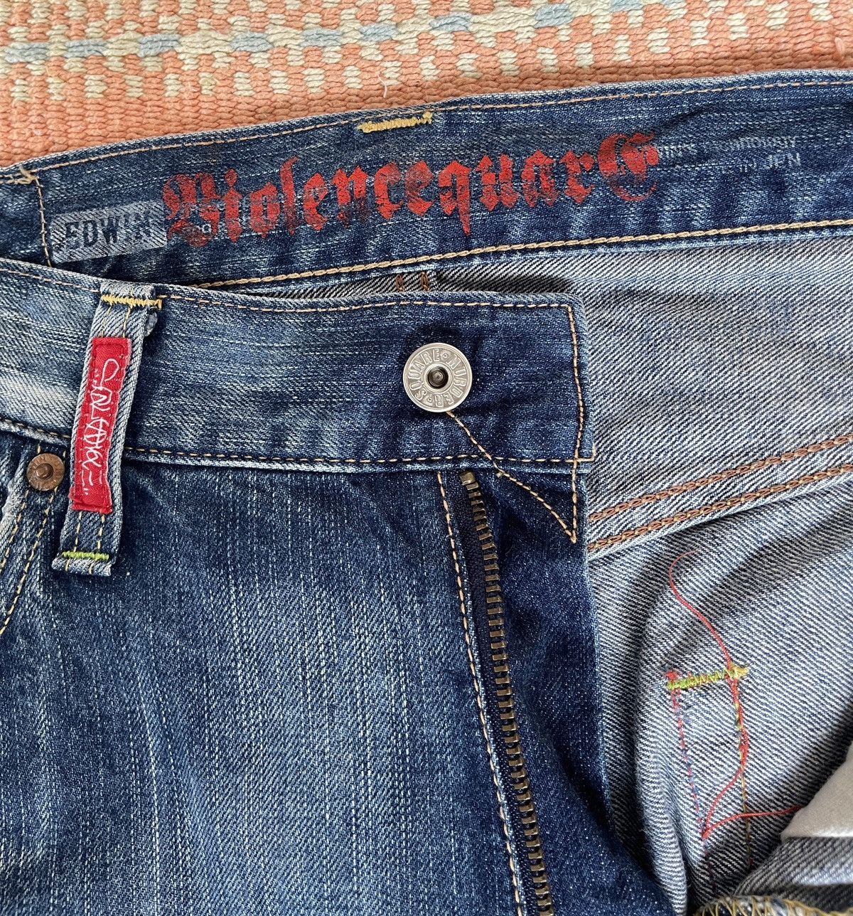 Edwin Vintage 90s🔥EDWIN✖️MURDER Squared🔥EMBROIDERY Distressed Denim Size US 38 / EU 54 - 12 Thumbnail