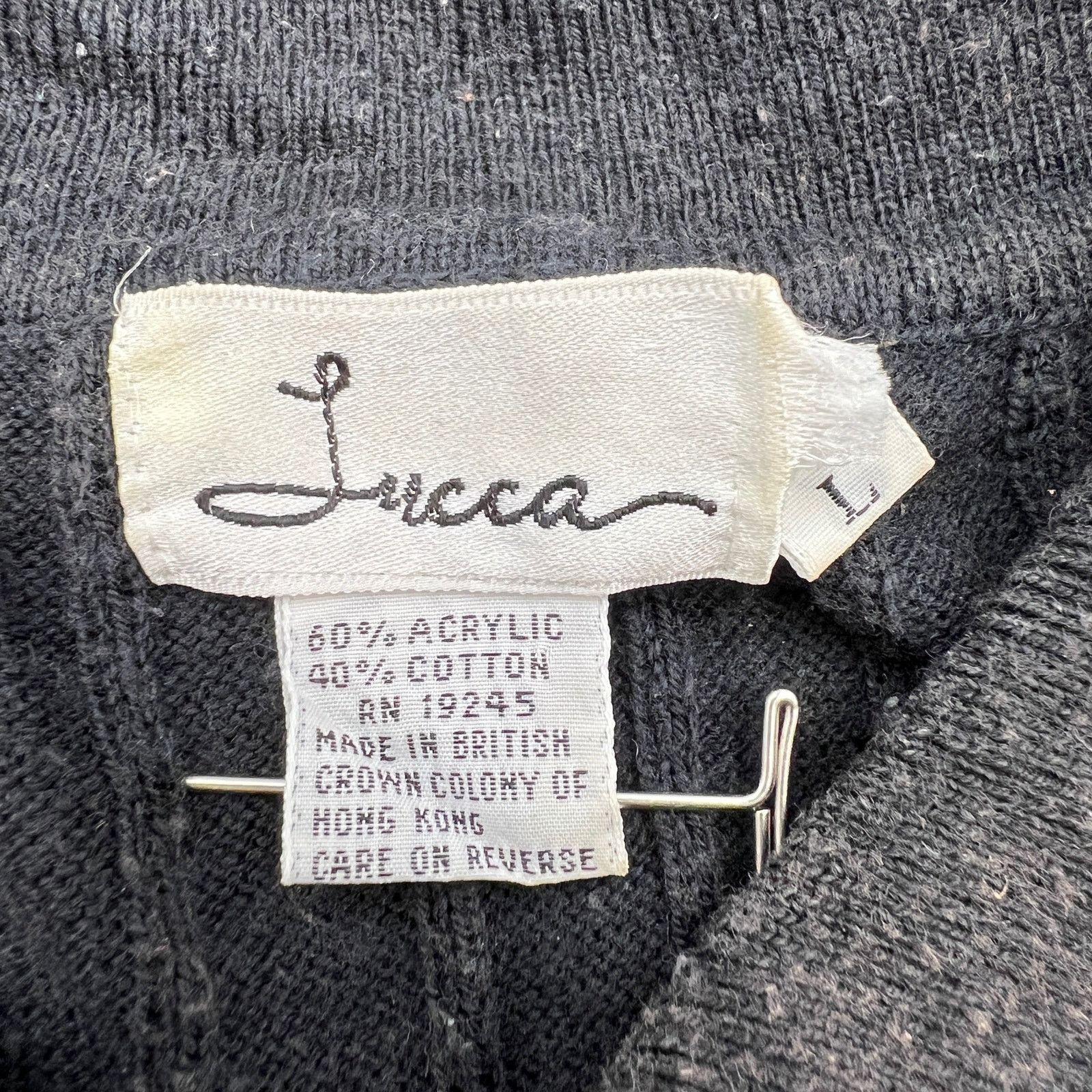 Vintage Vintage Knit Lucca Top Black Ribbed Pullover Polo Sweater Size L / US 10 / IT 46 - 3 Thumbnail