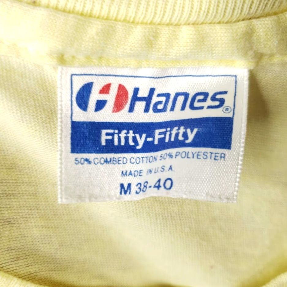 Hanes VINTAGE Hanes River Wind Wallyball T Shirt Mens Medium 80s Volleyball Made In USA Yellow 50/50 Crew Neck Short Sleeve Graphic Tee Mens Size US M / EU 48-50 / 2 - 6 Thumbnail