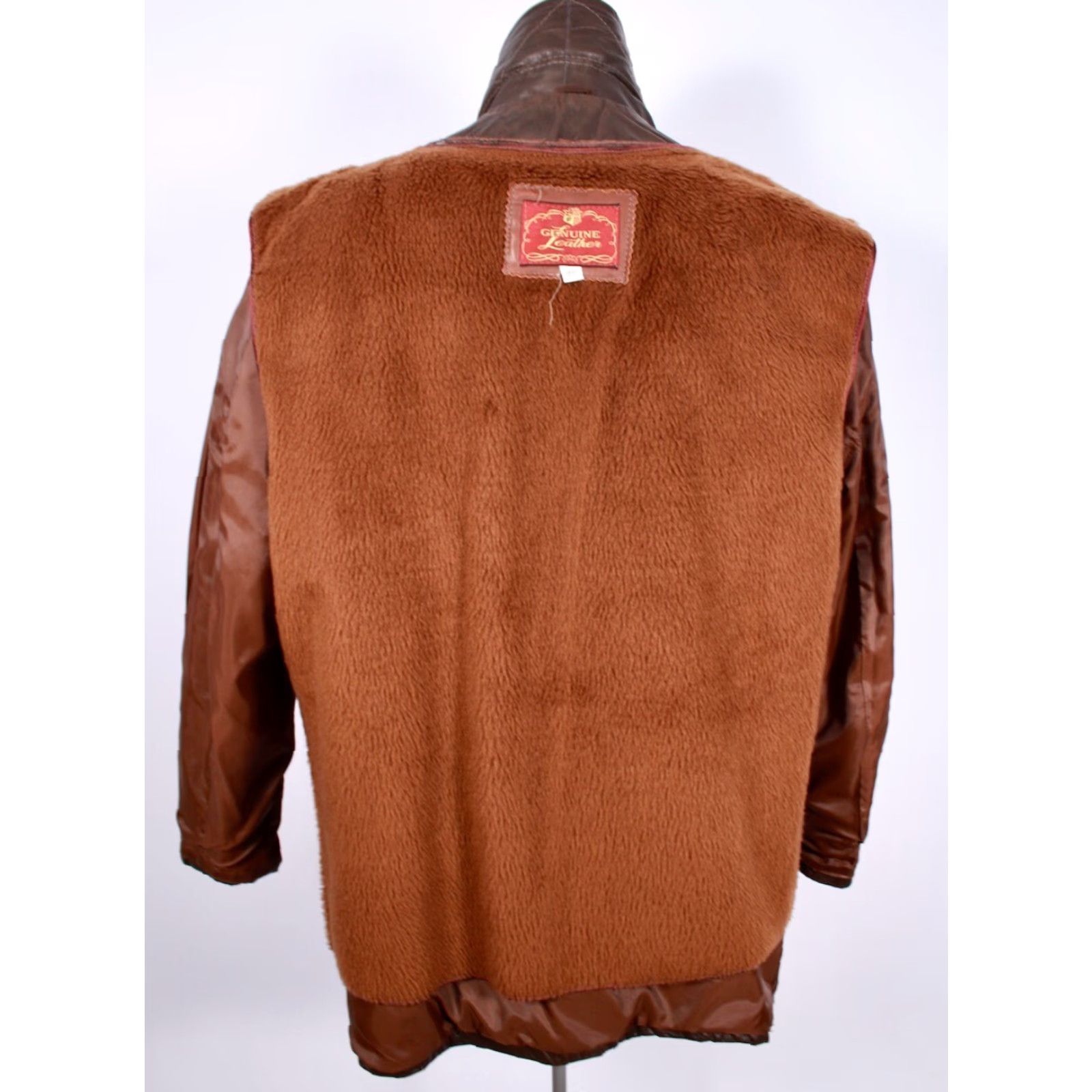 Vintage VTG 1970s Leather Jacket Mens Brown Size 46L Long Trench Car Coat with Liner 37.5" Long Vintage Jacket Size US S / EU 44-46 / 1 - 4 Thumbnail