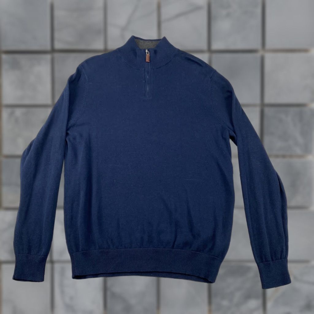 Vintage Telluride Clothing Company Sweater Mens Large L Navy 1/4 Zip Knit Long Sleeve Blue Cotton Knit Pullover Shirt Mens L Knit Logo Modern 90s? Size US L / EU 52-54 / 3 - 1 Thumbnail