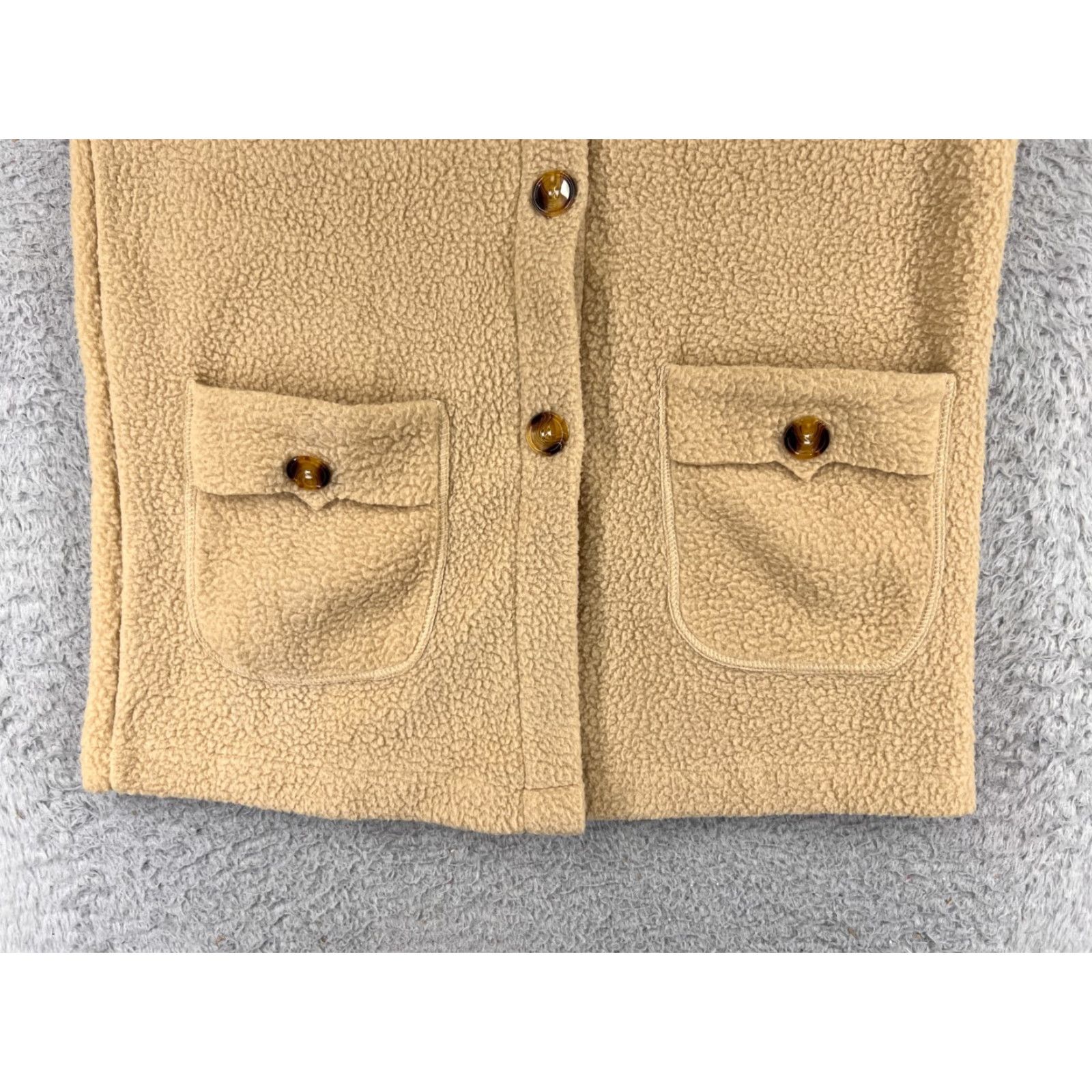 Vintage Womens Vest Large Beige Button Up Pockets 100% Polyester Fleece Collared Size L / US 10 / IT 46 - 5 Thumbnail