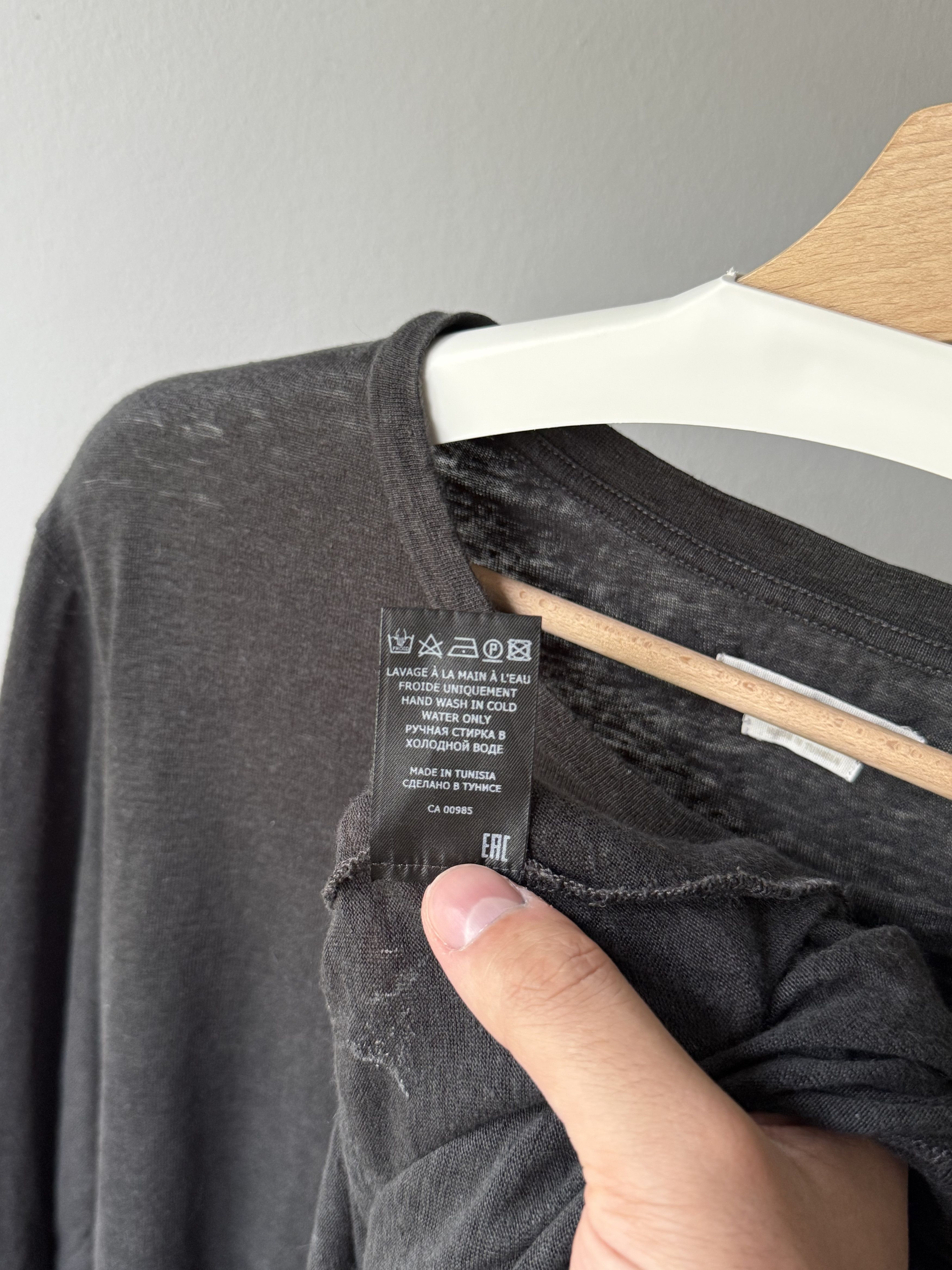 Isabel Marant Etoile Isabel Marant Etoile Kaaron Black Linen Long Sleeve T-Shirt Size L / US 10 / IT 46 - 11 Thumbnail