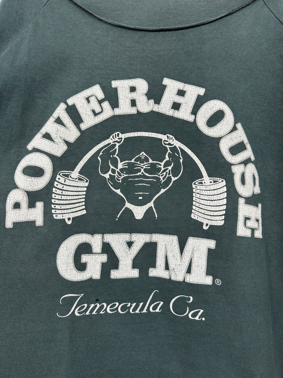 Vintage 90s Vintage Powerhouse Gym Temecula Ca Faded Black T-Shirt Size US XL / EU 56 / 4 - 9 Thumbnail