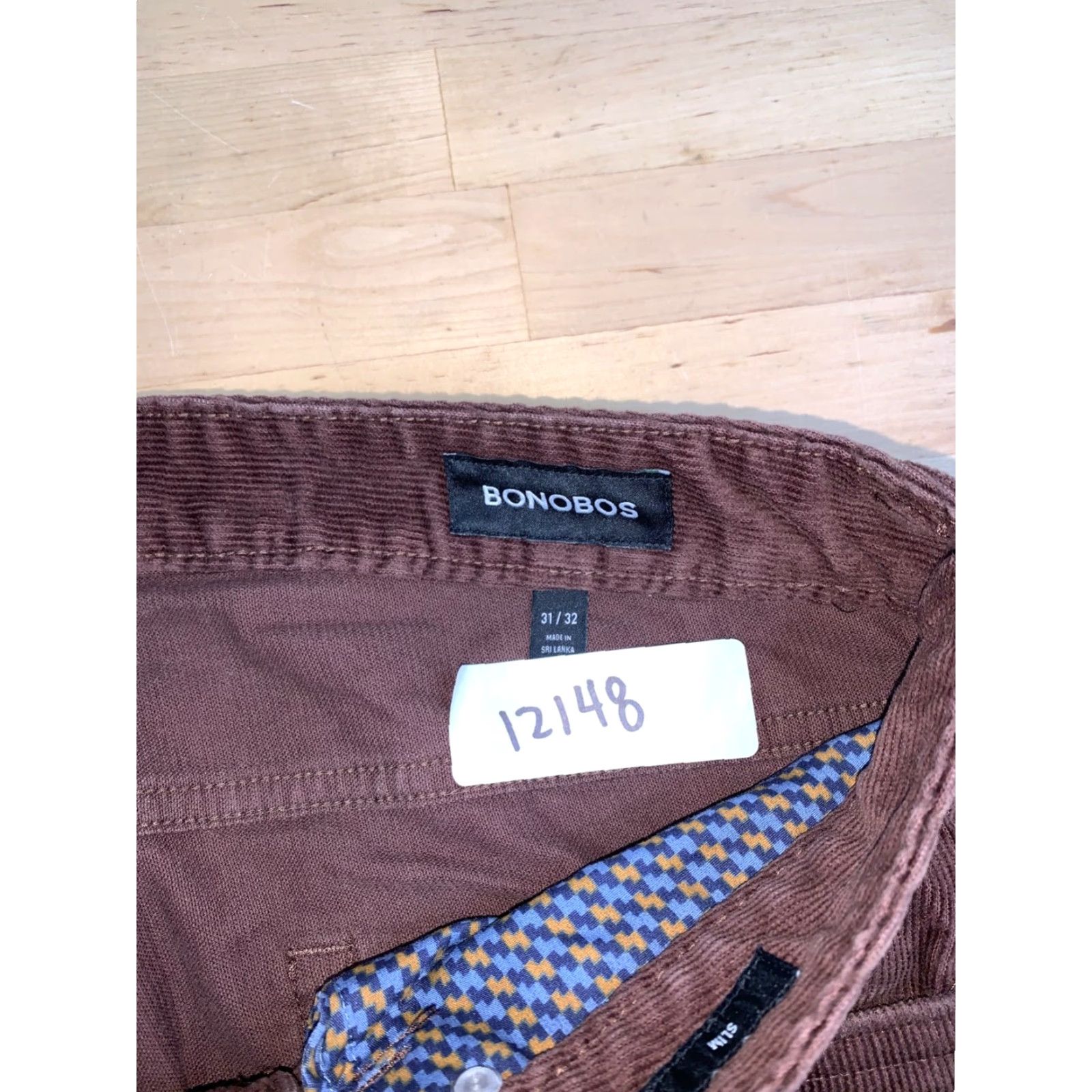 Bonobos Bonobos Pants Mens Slim Corduroy Brown 31x32 Regular Waist 31 Inseam 32 Flat Front Button Closure Straight Leg Casual 12148 Size US 31 - 2 Thumbnail