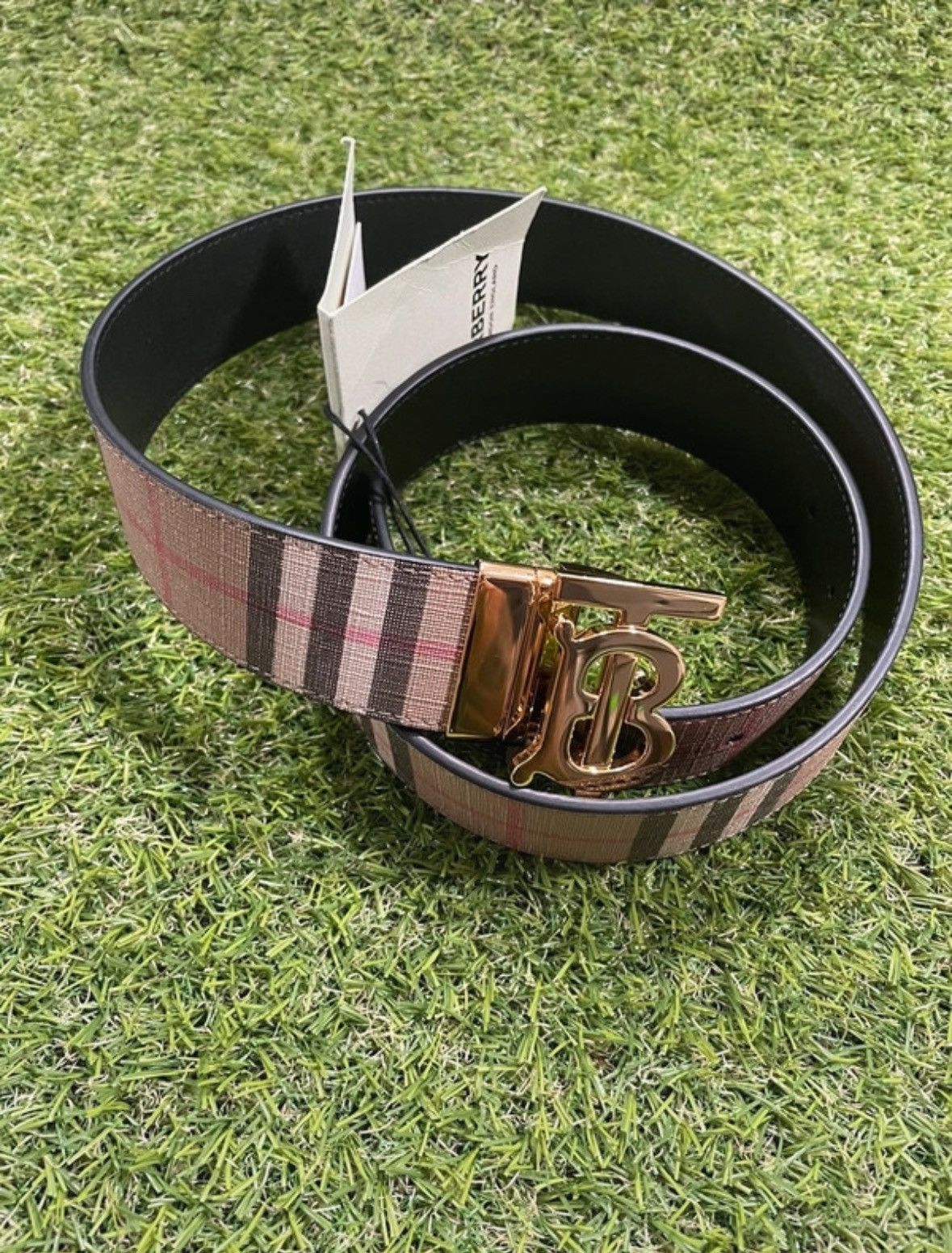 image of Burberry Monogram Belt in Brown, Men's (Size 38)
