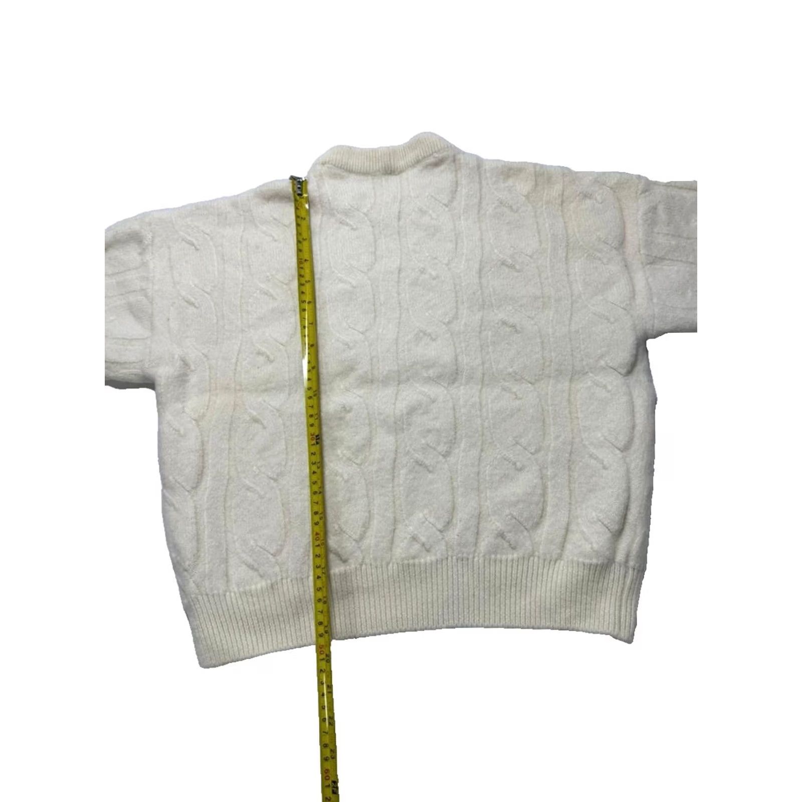 Ferrari Ferrari Cable Knit Sweater White Wool Logo Embroidered Unisex | M Size M / US 6-8 / IT 42-44 - 4 Thumbnail