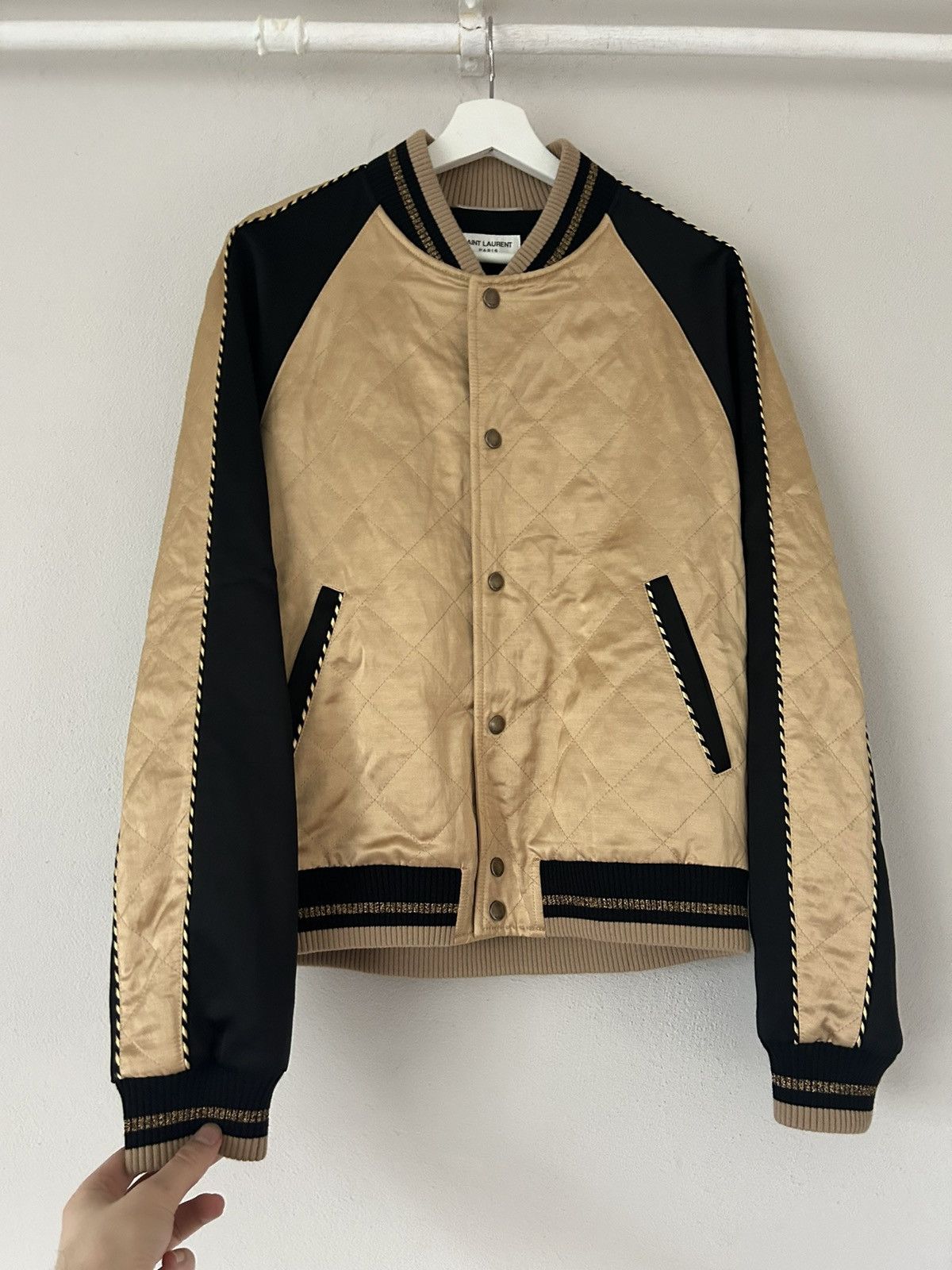 Saint Laurent Paris Gold Satin Teddy Bomber Jacket Size US M / EU 48-50 / 2 - 4 Thumbnail