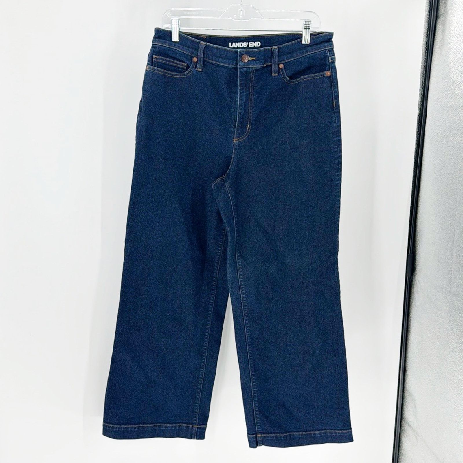 Lands' End Lands' End Jeans size 14 Wide Leg Dark Wash Ankle High Rise Size 36" / US 14 / IT 50 - 1 Thumbnail
