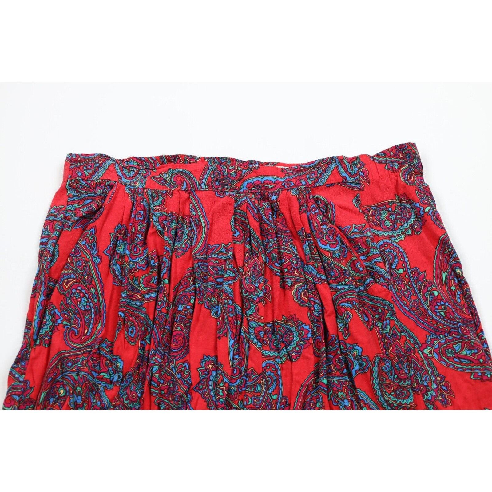 Vintage Vintage 90s Streetwear Rayon Rainbow Paisley Pleated Skirt Size 38" / US 16 / IT 52 - 2 Thumbnail