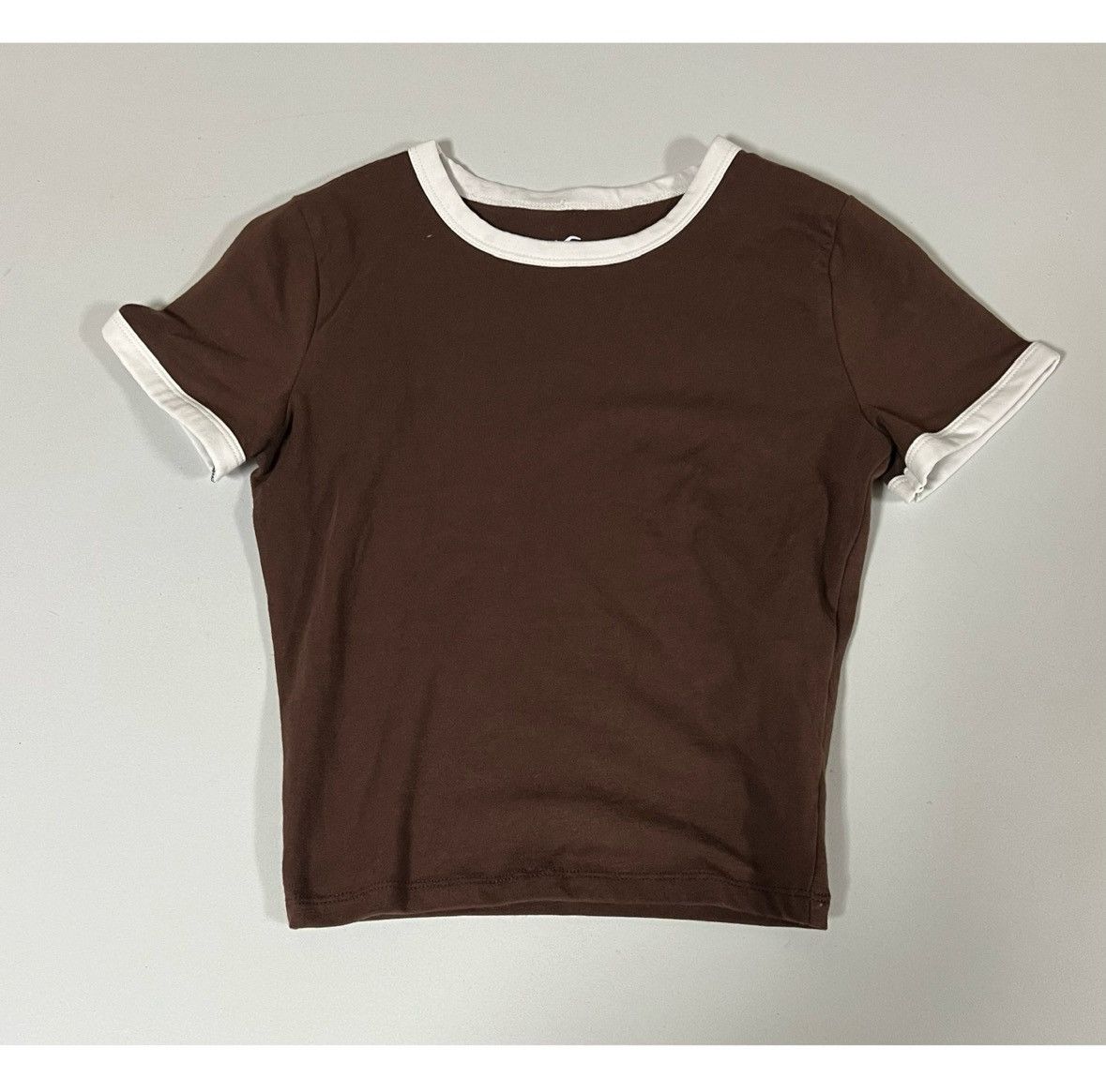 Hollister Hollister Brown White Ringer Tee Short Sleeve Shirt Top XXS🤎 Size XXS / US 00 / IT 34 - 1 Thumbnail