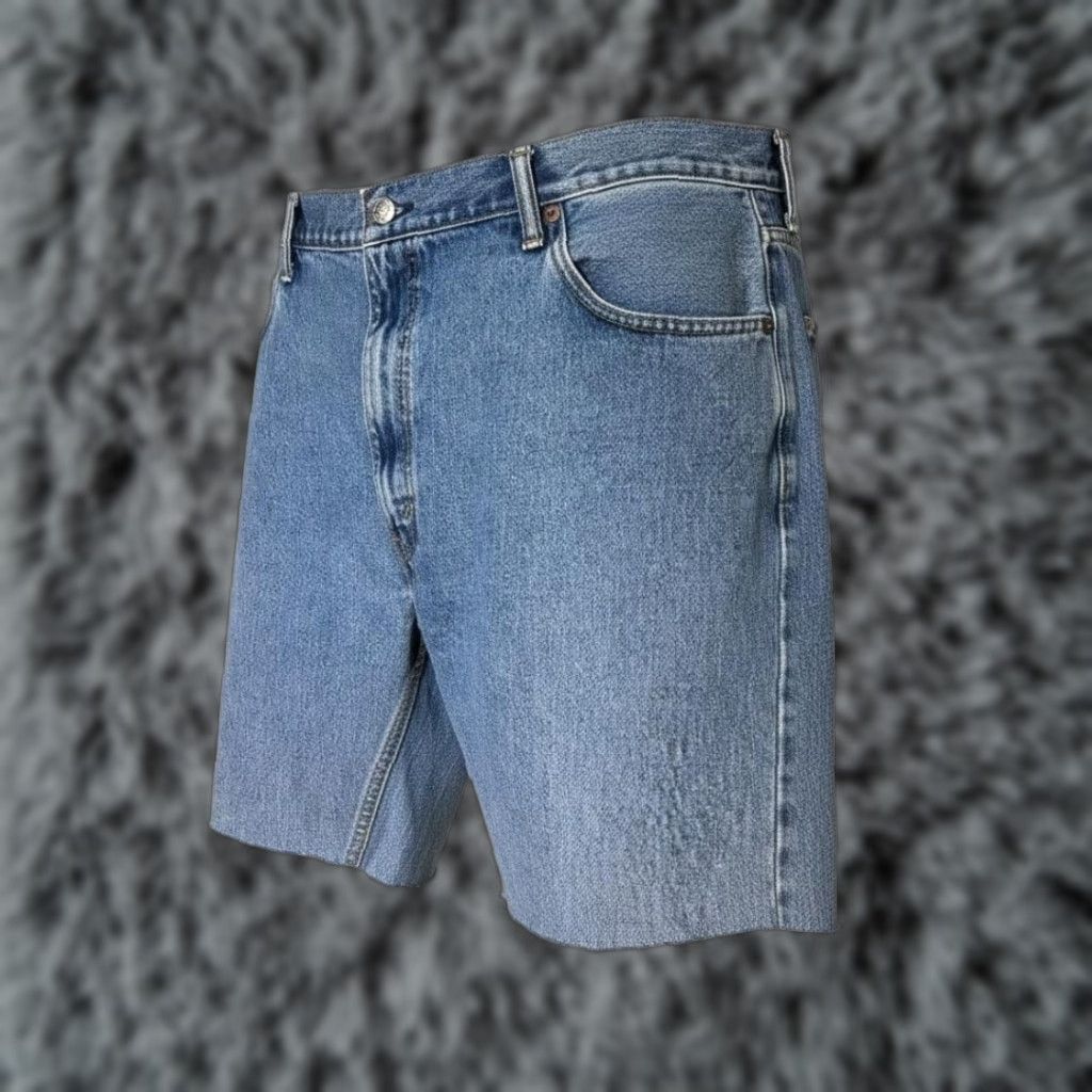 Levi's VINTAGE Levi's 505 Straight Fit Denim Jean Shorts Bermuda Men 42 Blue Cutoff Frayed Hem Distressed Pockets Logo Denim 100% Cotton USA Size US 42 / EU 58 - 1 Thumbnail