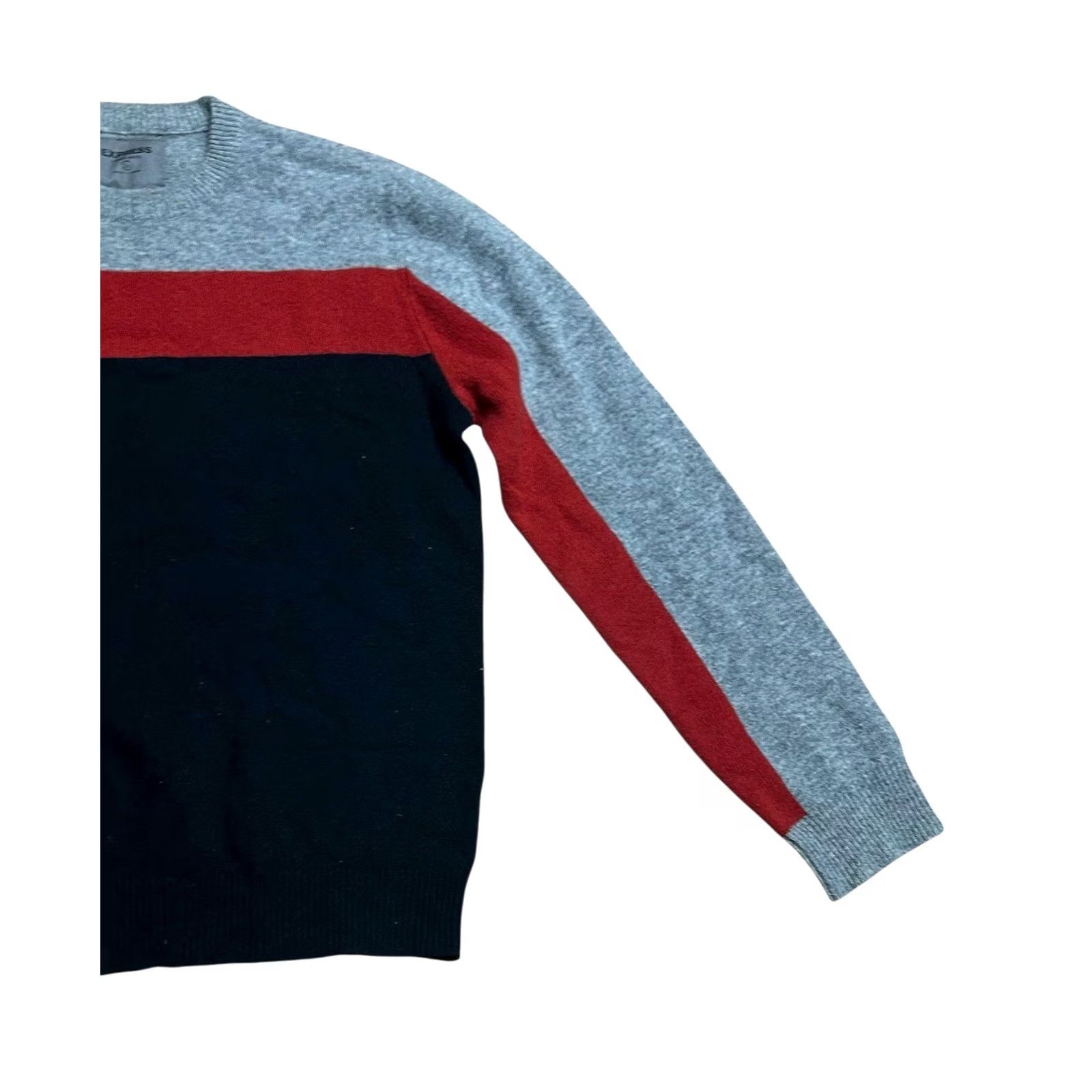 Express Express Black - Red 100% Lambs Wool Men XL Pullover Long Sleeve Sweater Shirt Knit Logo Pattern Striped Cable Woolen Crew Neck Fall Winter Mens Size US XL / EU 56 / 4 - 3 Thumbnail