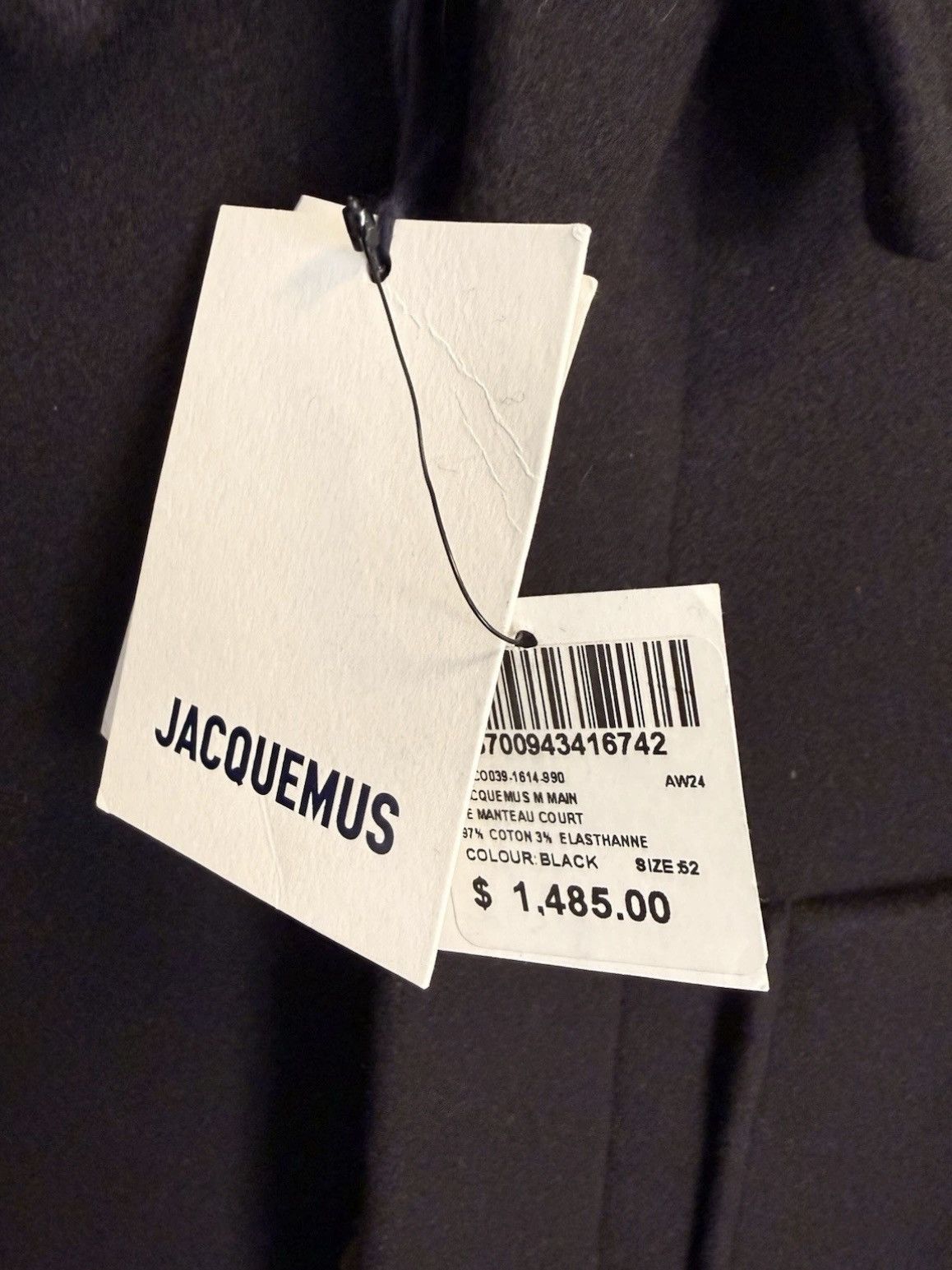 Jacquemus Jacquemus La Casa Le Manteau Court Coat Black VWool EU 52 XL Size US XL / EU 56 / 4 - 9 Thumbnail