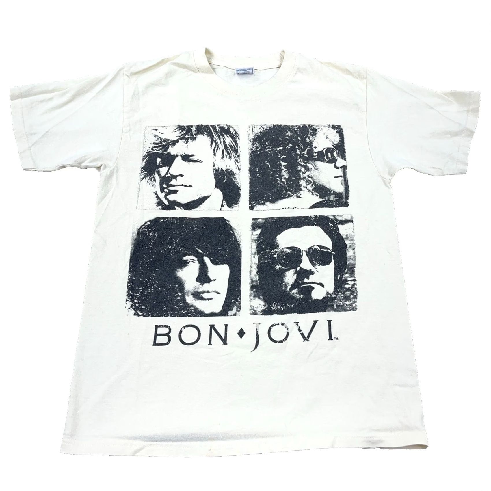 Vintage VINTAGE Bon Jovi Shirt Men Medium White Logo Graphic Print 90s Band Tee Rock Music Cotton Crew Neck Short Sleeve T-Shirt Size US M / EU 48-50 / 2 - 2 Thumbnail