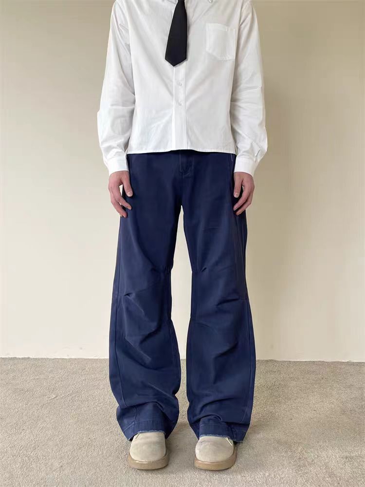 Jean Navy Blue Pleated Workwear Casual Pants Size US 32 / EU 48 - 2 Thumbnail