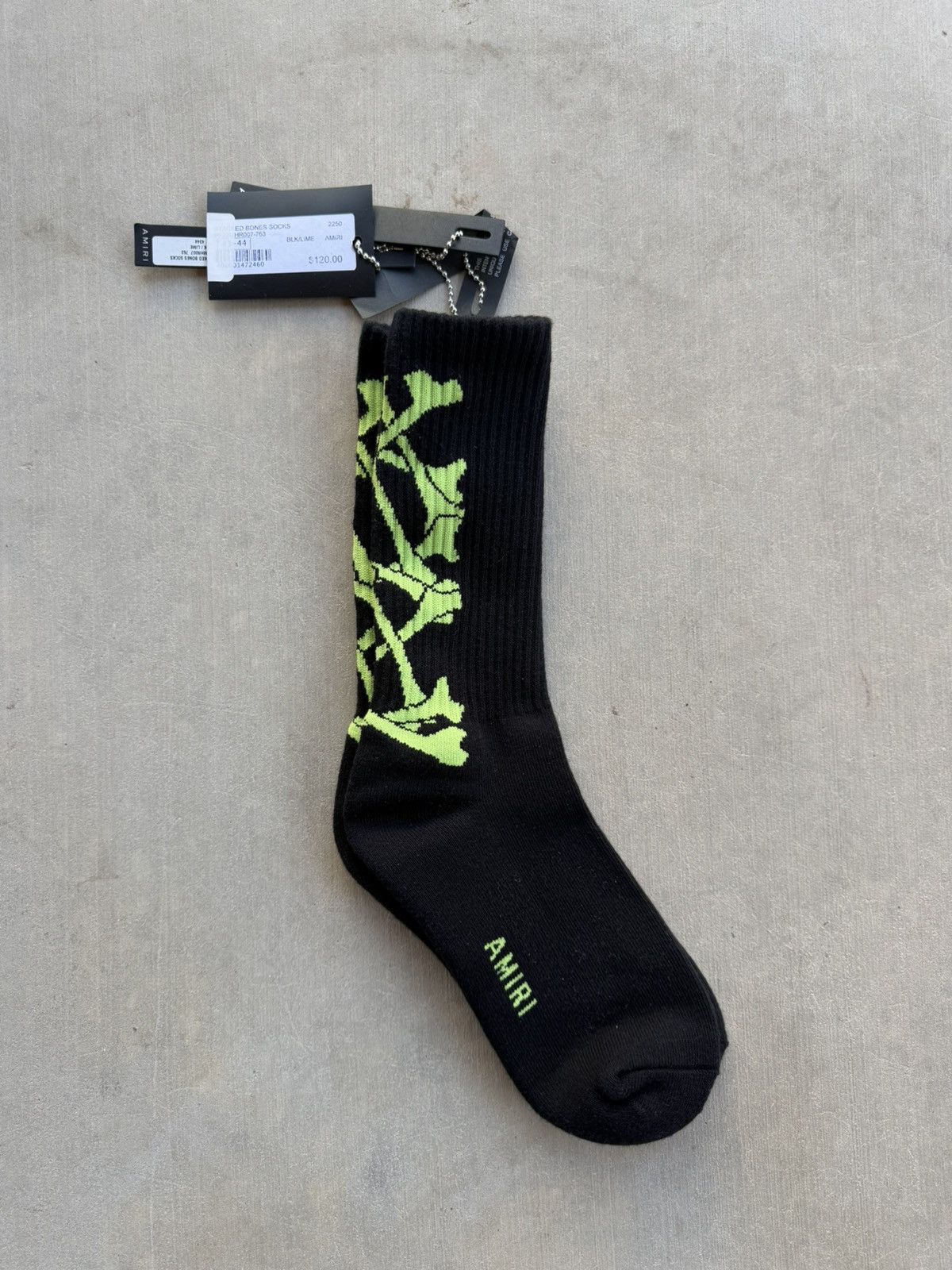 Amiri Amiri Logo Crew Socks – Black / Green (One Size) Size ONE SIZE - 1 Thumbnail