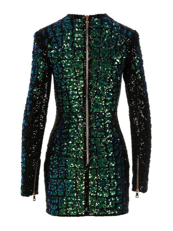 Balmain o1y0525 Mini Dress in Green Size M / US 6-8 / IT 42-44 - 2 Thumbnail