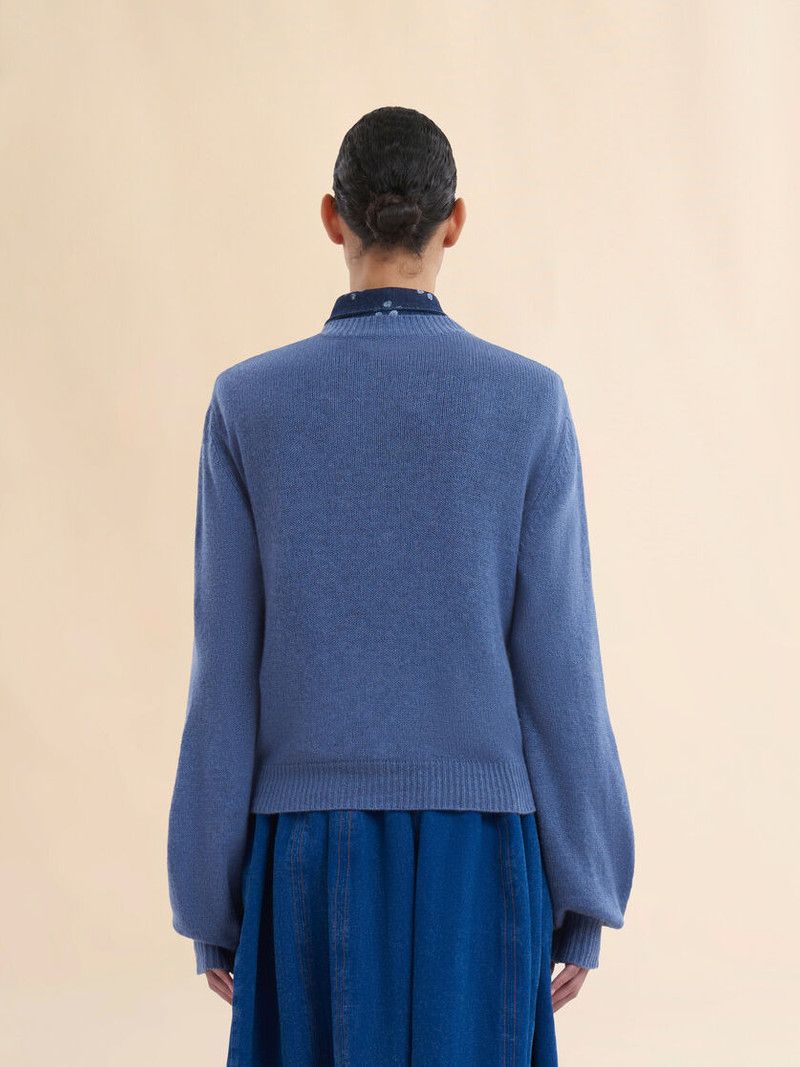 Marni o1f1d3z0326 Cropped Cardigan in Blue Size L / US 10 / IT 46 - 3 Thumbnail