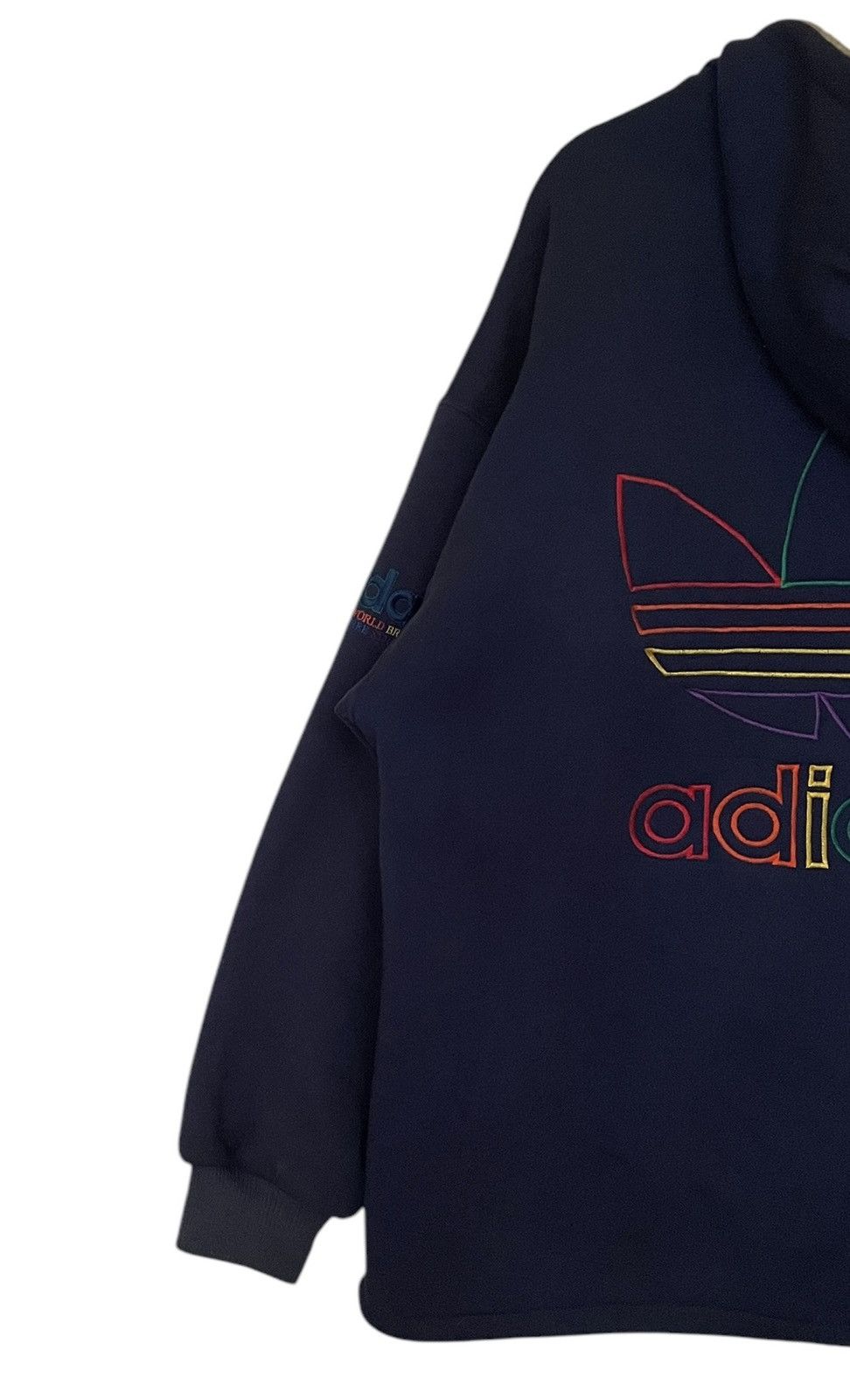 Adidas × Vintage Vintage Brand Adidas Big Logo Fur Hoodie 1990s Size US L / EU 52-54 / 3 - 5 Thumbnail