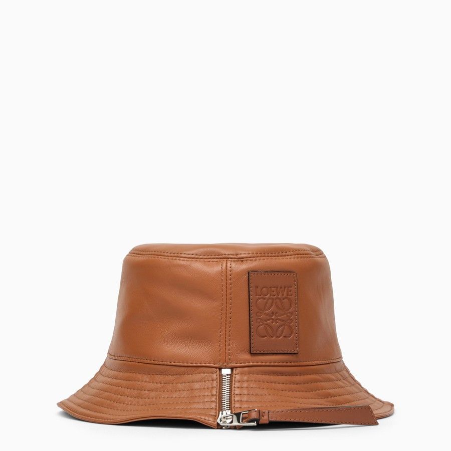Loewe o1d2blof0824 Size: 57 / Leather Bucket Hat in Brown Size ONE SIZE - 2 Thumbnail