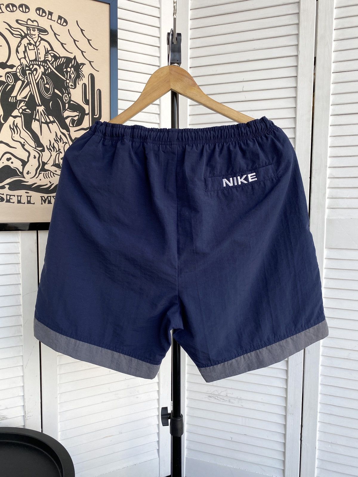 Nike × Vintage Nike Vintage 90s Solo Swoosh Nylon Retro Shorts Size US 34 / EU 50 - 2 Thumbnail