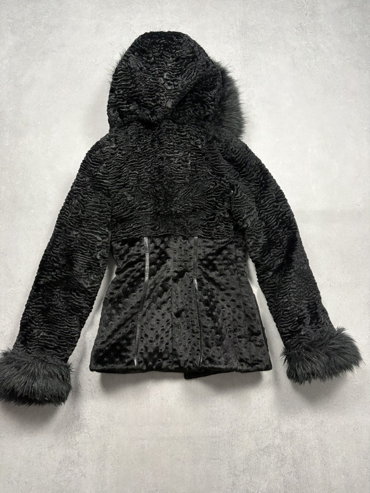 Vintage Vintage Karakul Lamb Fur Hooded Jacket With Faux Fur Trim S Size S / US 4 / IT 40 - 3 Thumbnail