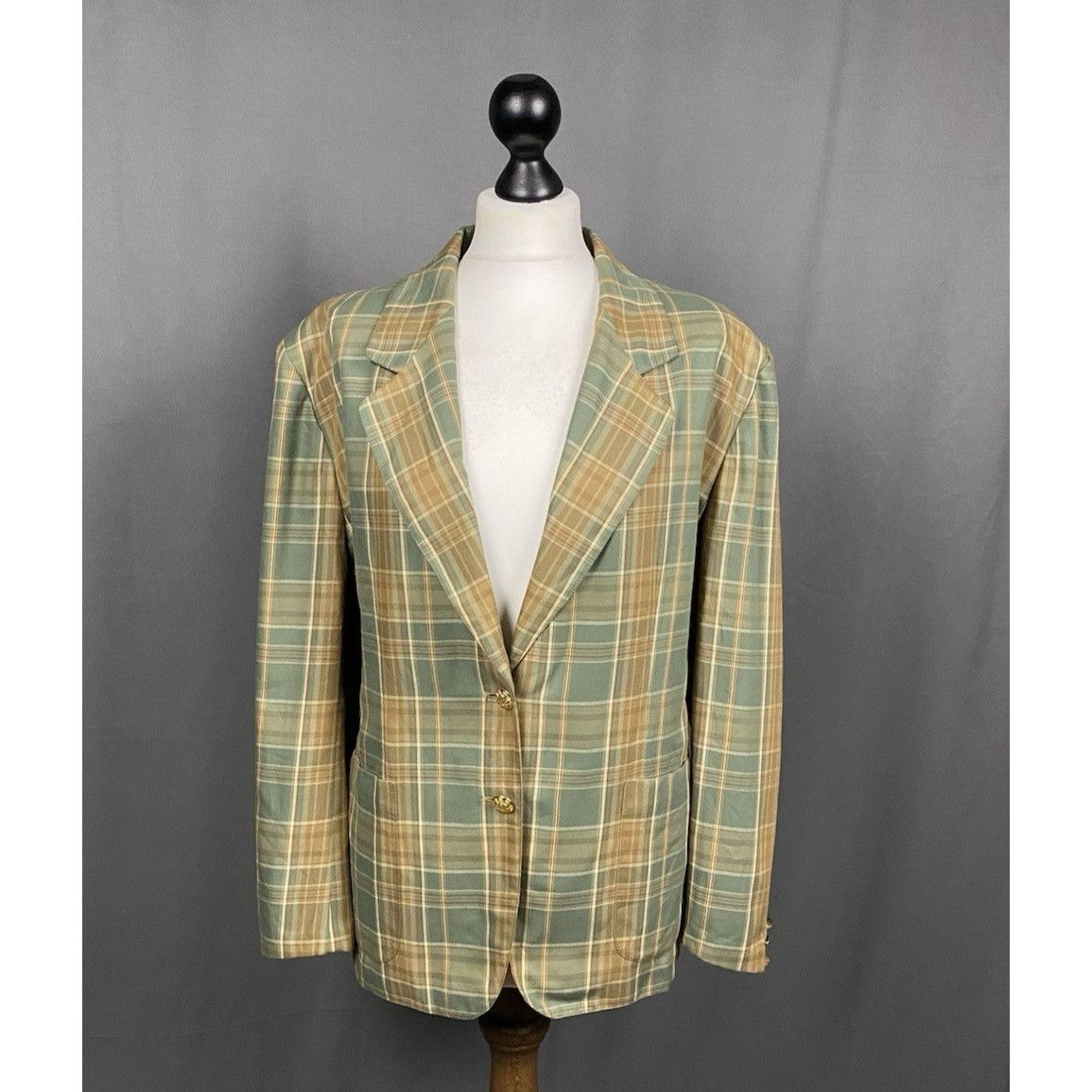 Burberry Burberry Vintage Old Money Women's Green Checked Blazer Jack Size L / US 10 / IT 46 - 1 Thumbnail