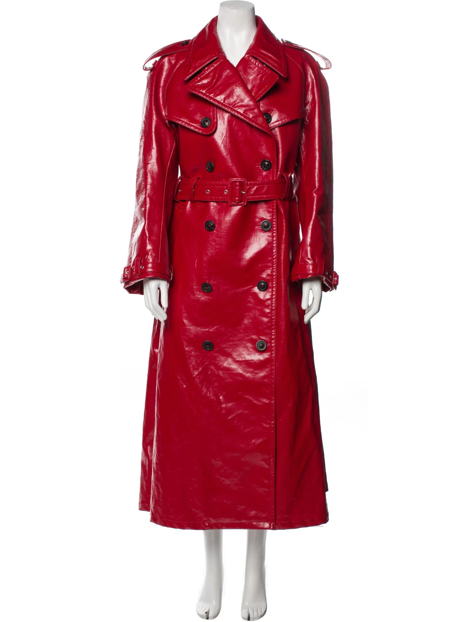 Burberry Red Long Raincoat O1y1124 Plaid Print Trench Coat In Red