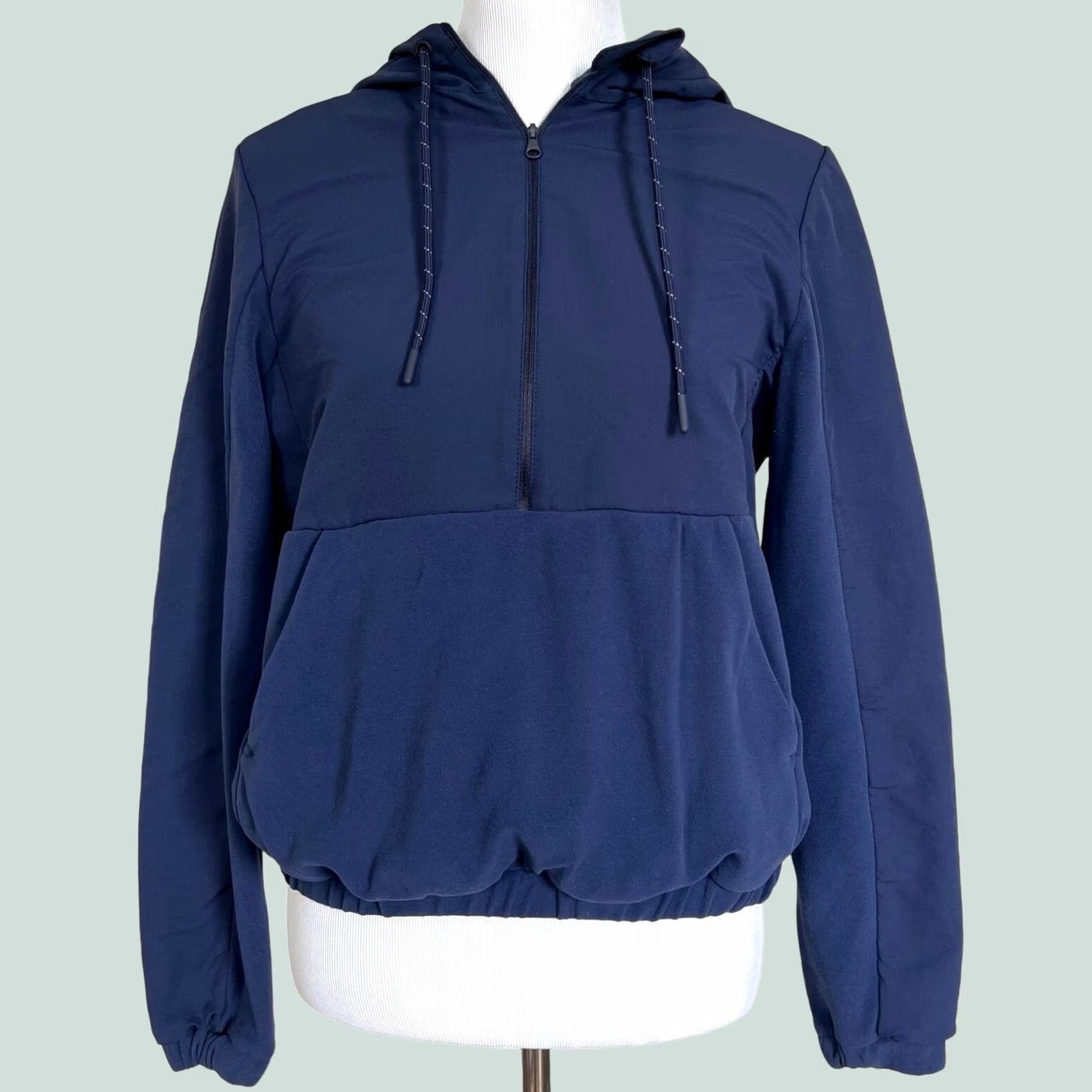 Vintage LNDR Womens Hoodie Pullover Blue Half Zip Front Pocket Size S Sweatshirt Activewear Hooded Pockets Pullover 1/2 Zip Size S / US 4 / IT 40 - 1 Thumbnail