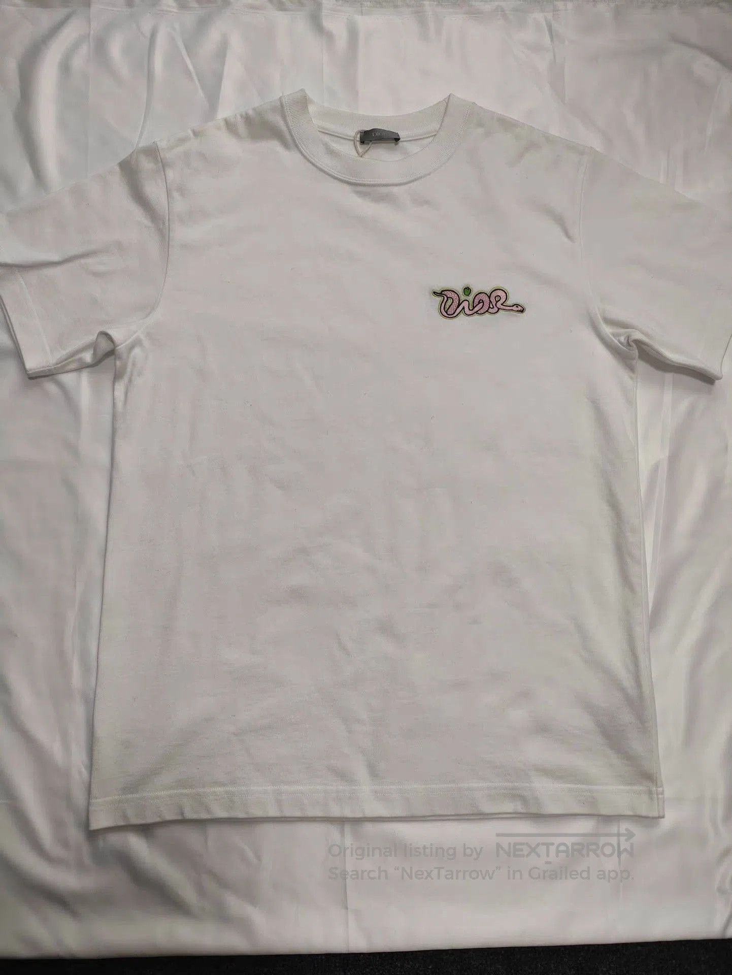 Dior White Short Sleeve T-Shirt with Embroidered Detail. Size US M / EU 48-50 / 2 - 1 Thumbnail