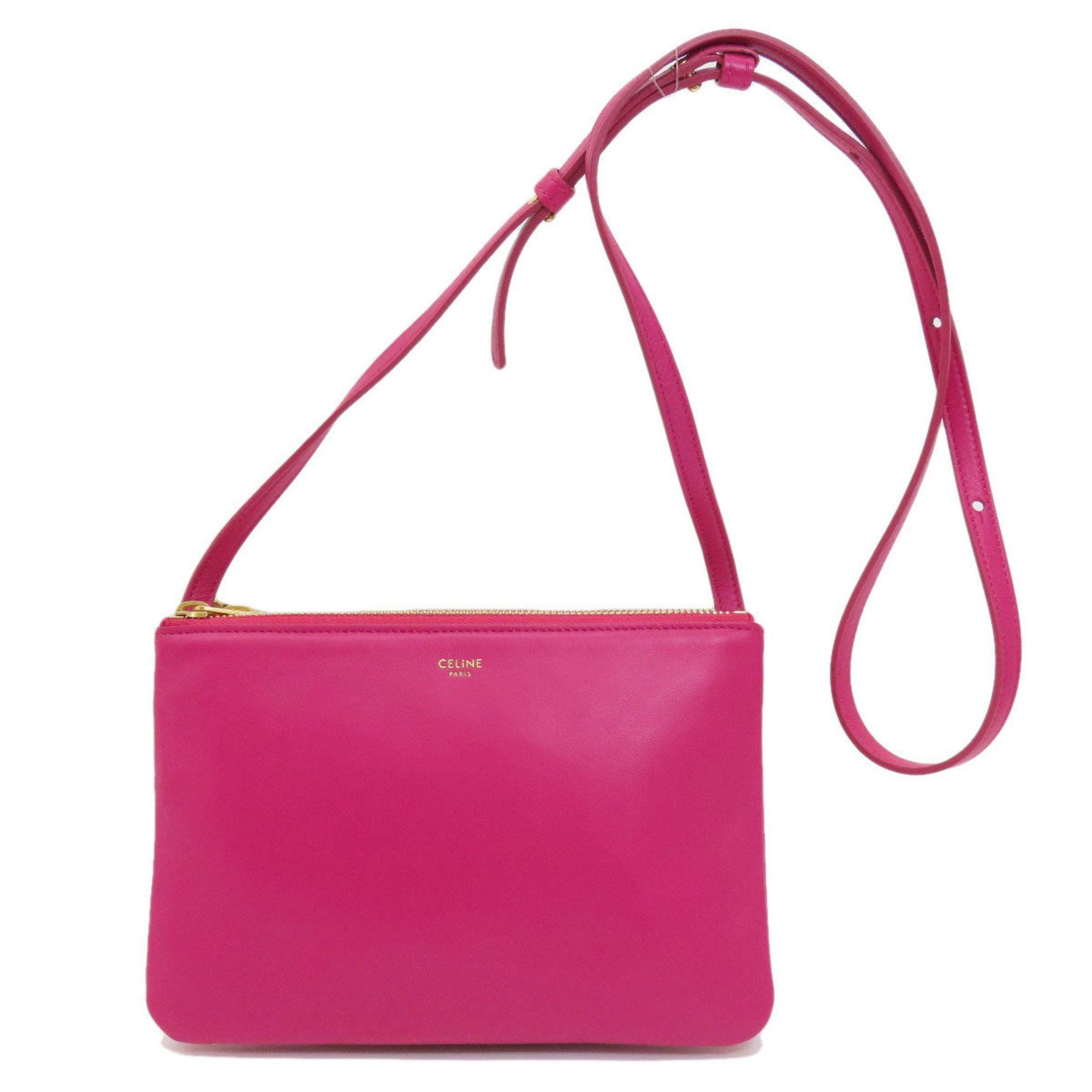 image of Celine Trio Shoulder Bag Calf Leather Women's in Pink