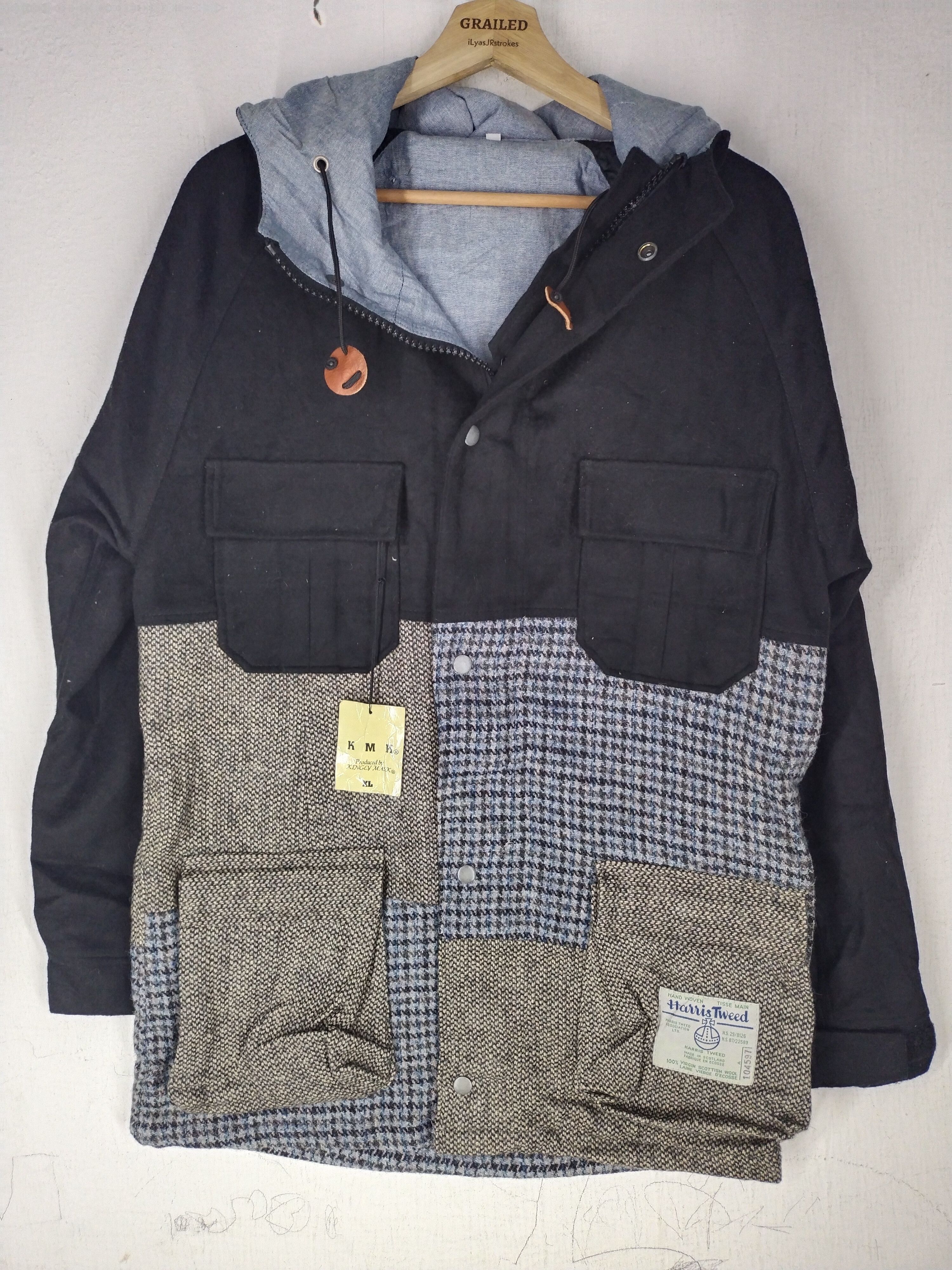 Harris Tweed KMK Pure New Wool Hoodie Jacket