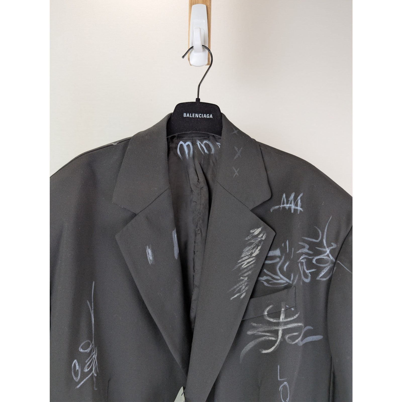 Balenciaga o1rshd1 Fluid Wool Barathea Skater Tailored Jacket in Black Size US L / EU 52-54 / 3 - 6 Thumbnail