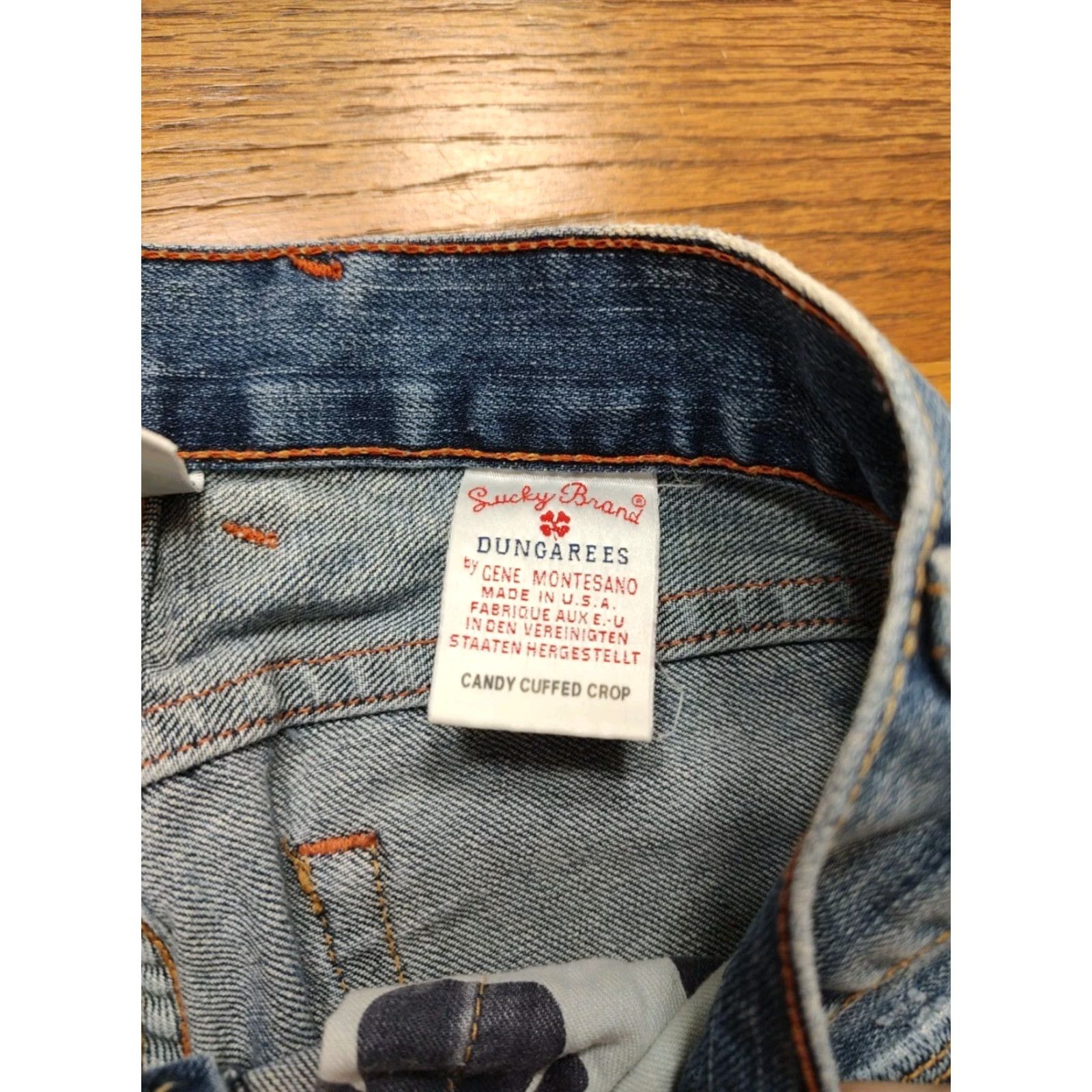 J Brand VINTAGE Lucky Brand by Gene Montesano Jeans Womens 0 X 30 In Light Blue Candy Cuffed Cropped Button Fly 5-Pocket Denim Bohemian Flower USA Size ONE SIZE - 5 Thumbnail