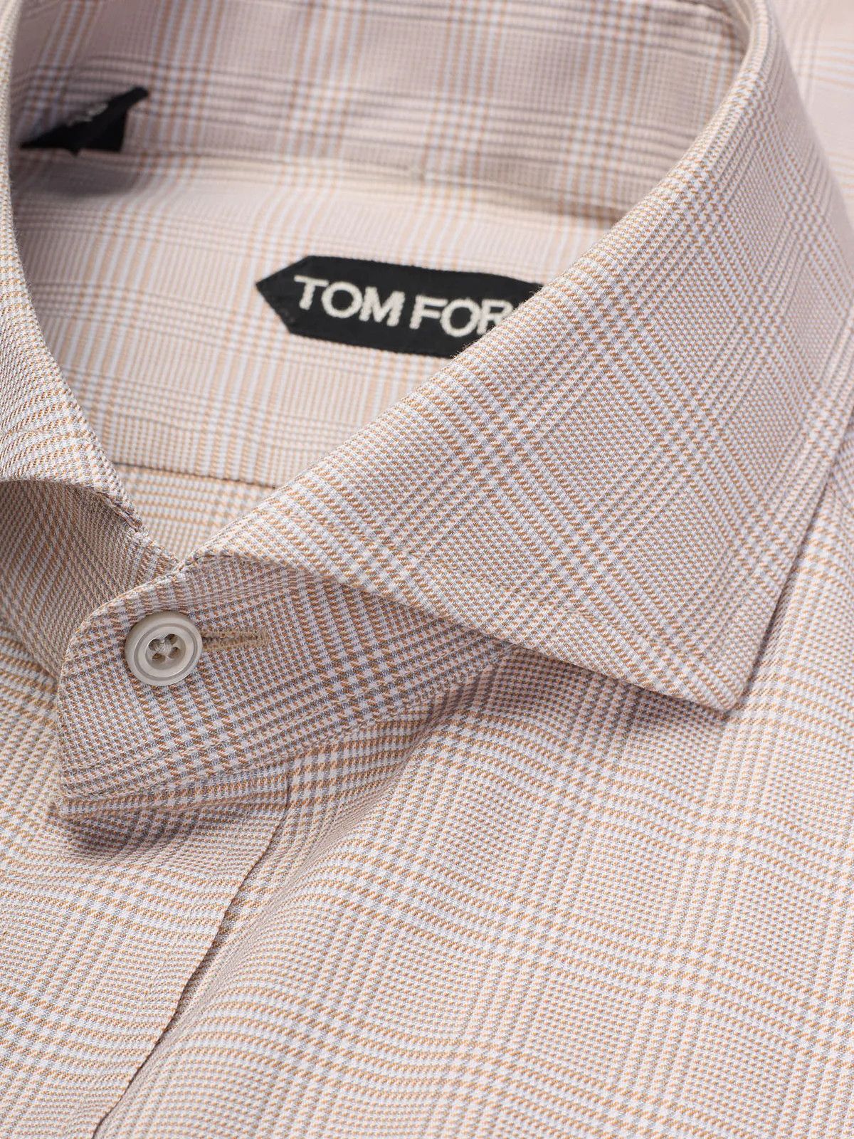Tom Ford TOM FORD Beige Glen Plaid Cotton Dress Shirt Size US M / EU 48-50 / 2 - 2 Thumbnail