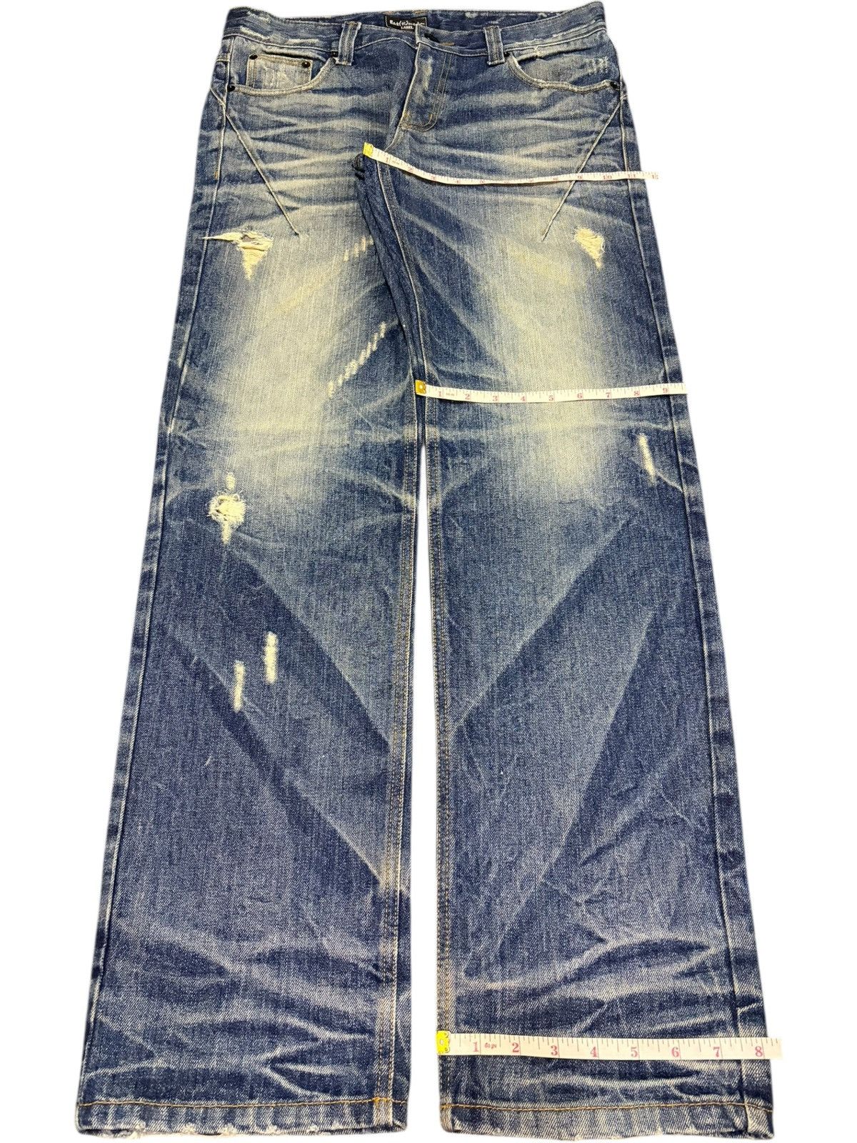 Number (N)ine Vintage Black Revolution Mud Wash Distress Loose Jeans Size US 35 - 8 Thumbnail