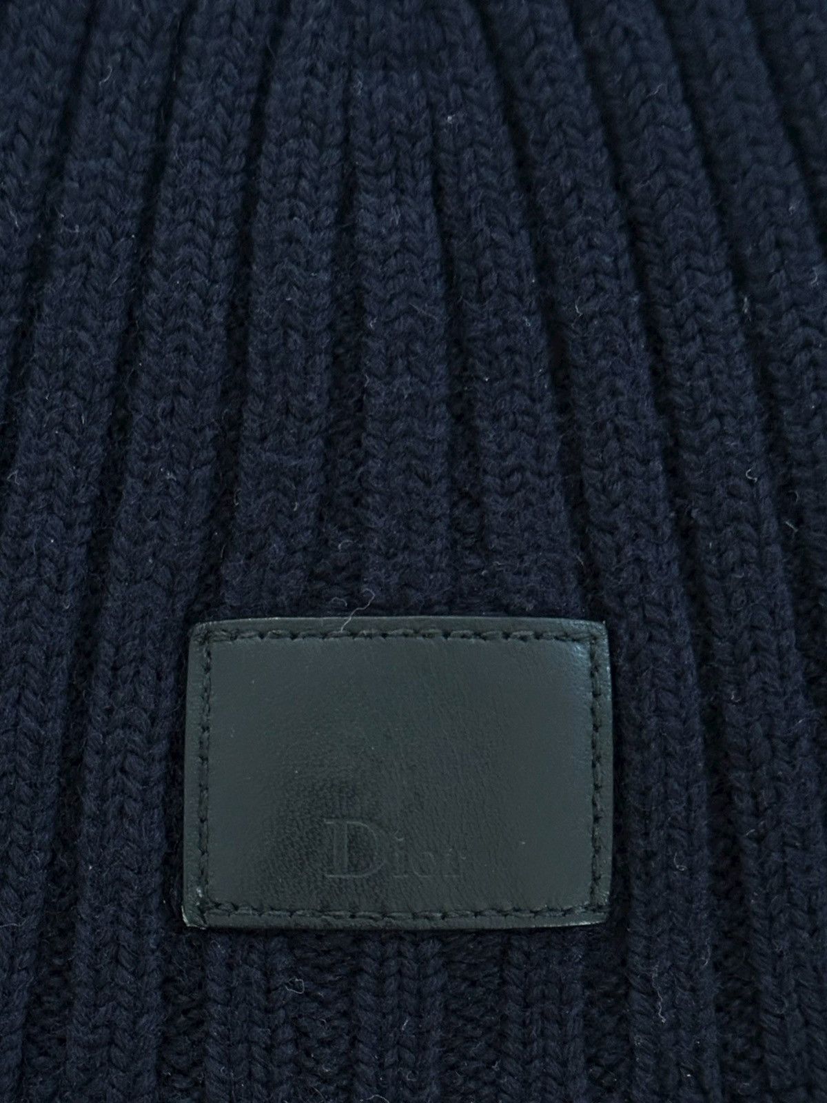 Dior Dior homme leather patch logo dark blue beanie Size ONE SIZE - 5 Thumbnail